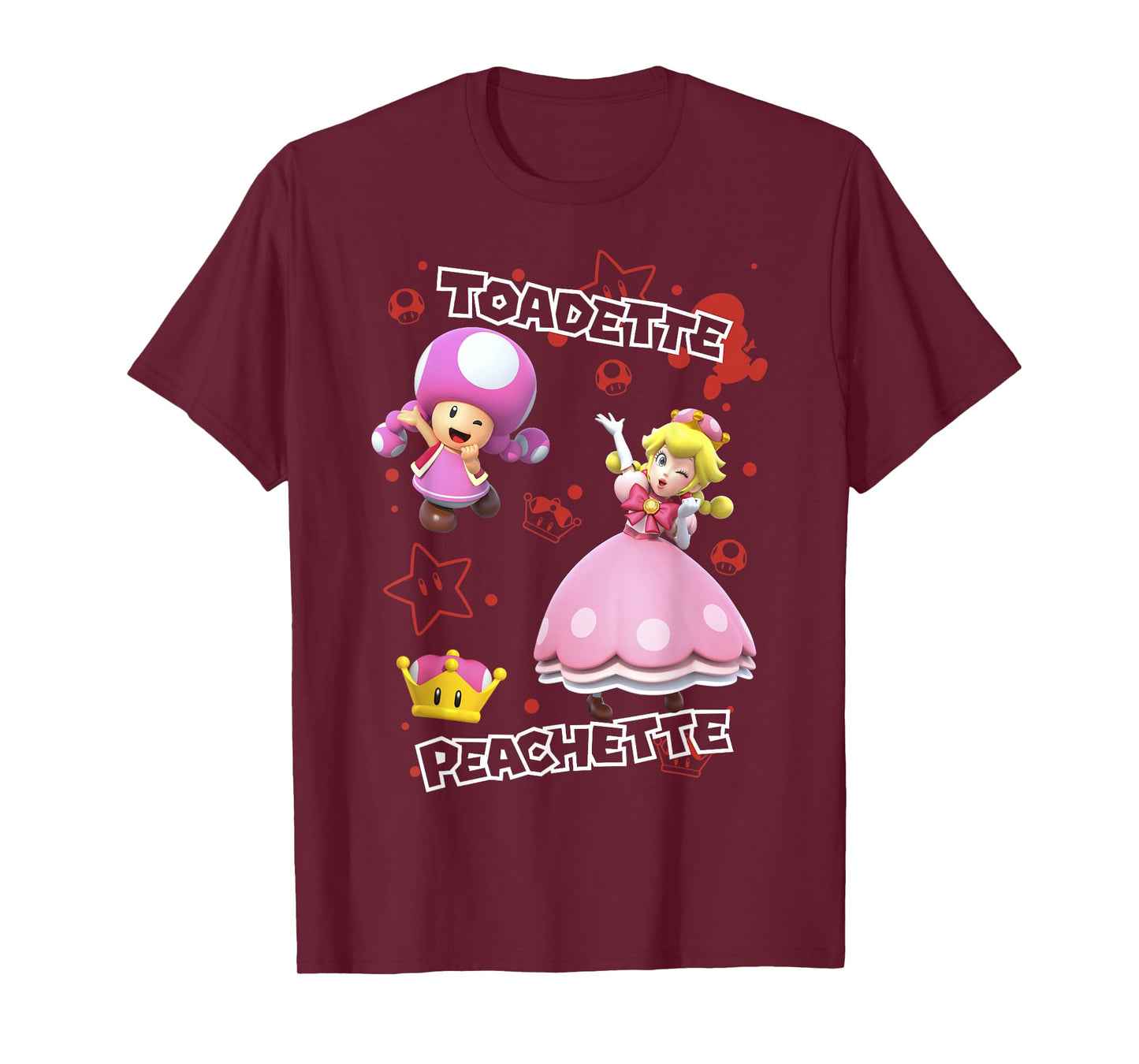 Super Mario Peachette And Toadette Symbol Collage Portrait T-Shirt