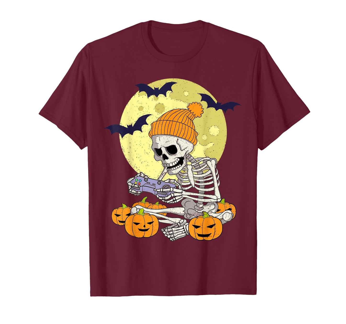 Funny Halloween Skeleton Gamer Video Games Boys Mens Gaming T-Shirt