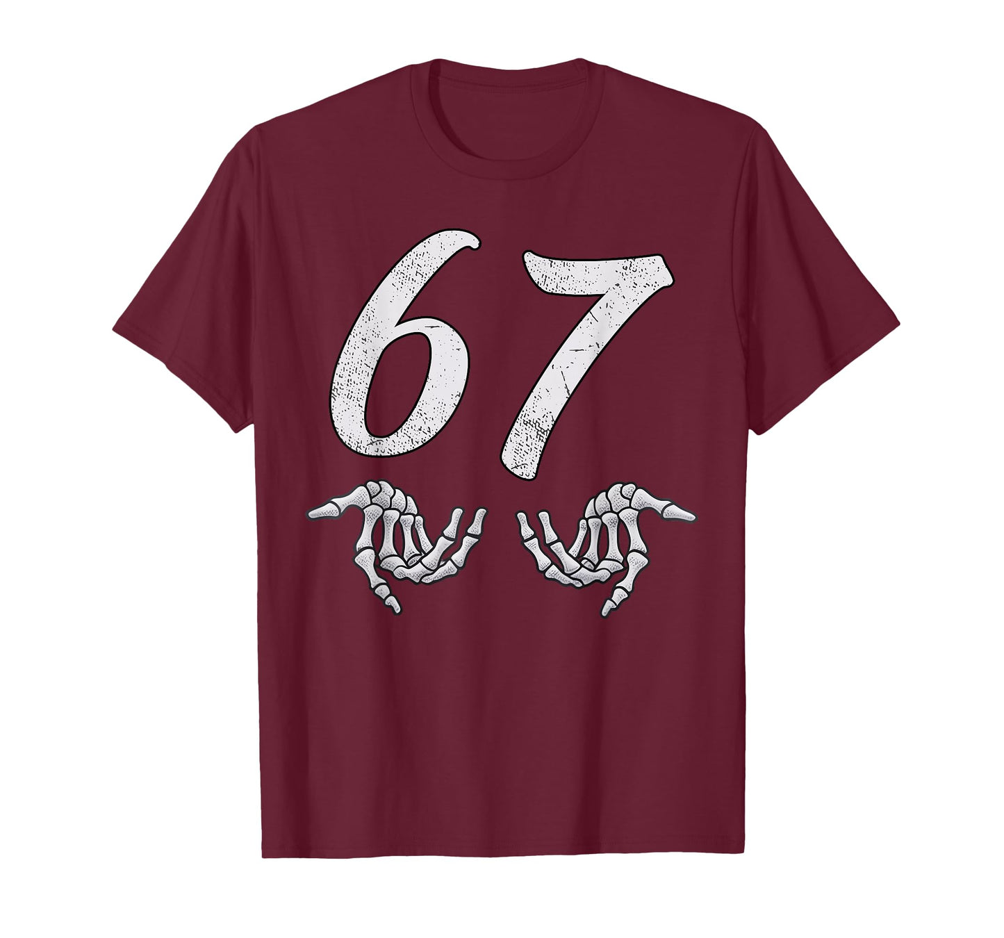 Funny Six Seven 6 7 Meme 67 Skeleton Hand Halloween Costume T-Shirt