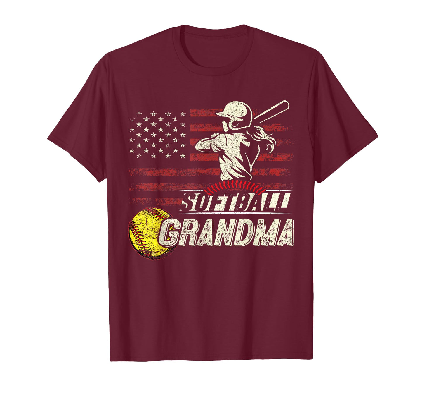 Softball Grandma US Flag Gifts For Patriotic Mothers Day T-Shirt