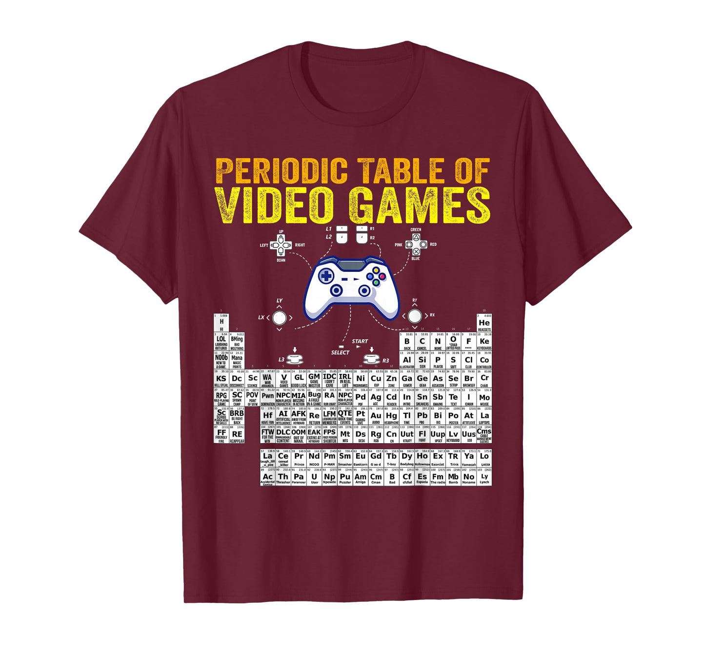Periodic Table of Video Games Cool gamers Elements Graphic T-Shirt