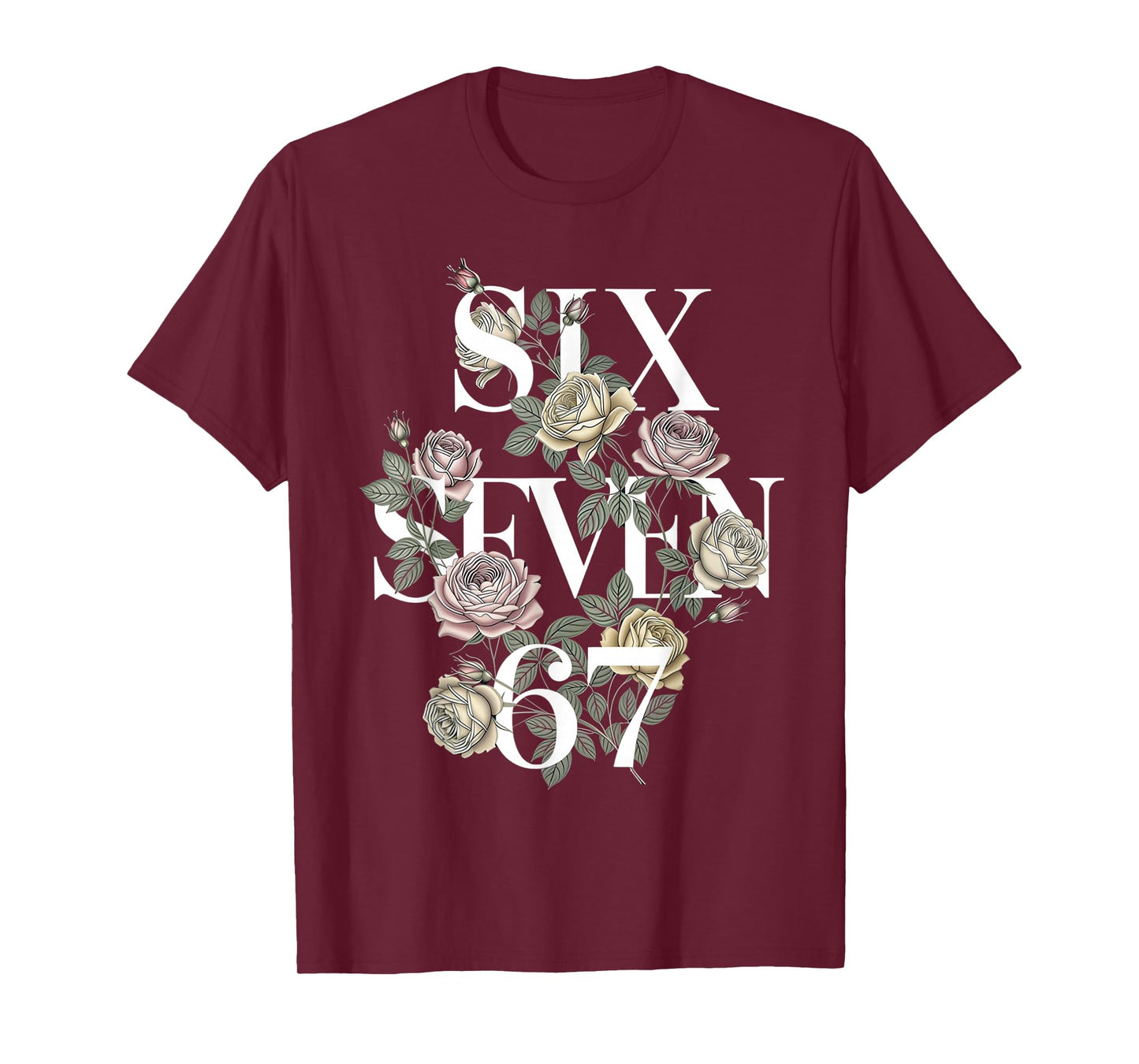 Vintage 67 Six Seven Meme Floral Boho Wildflower 6 7 Graphic T-Shirt