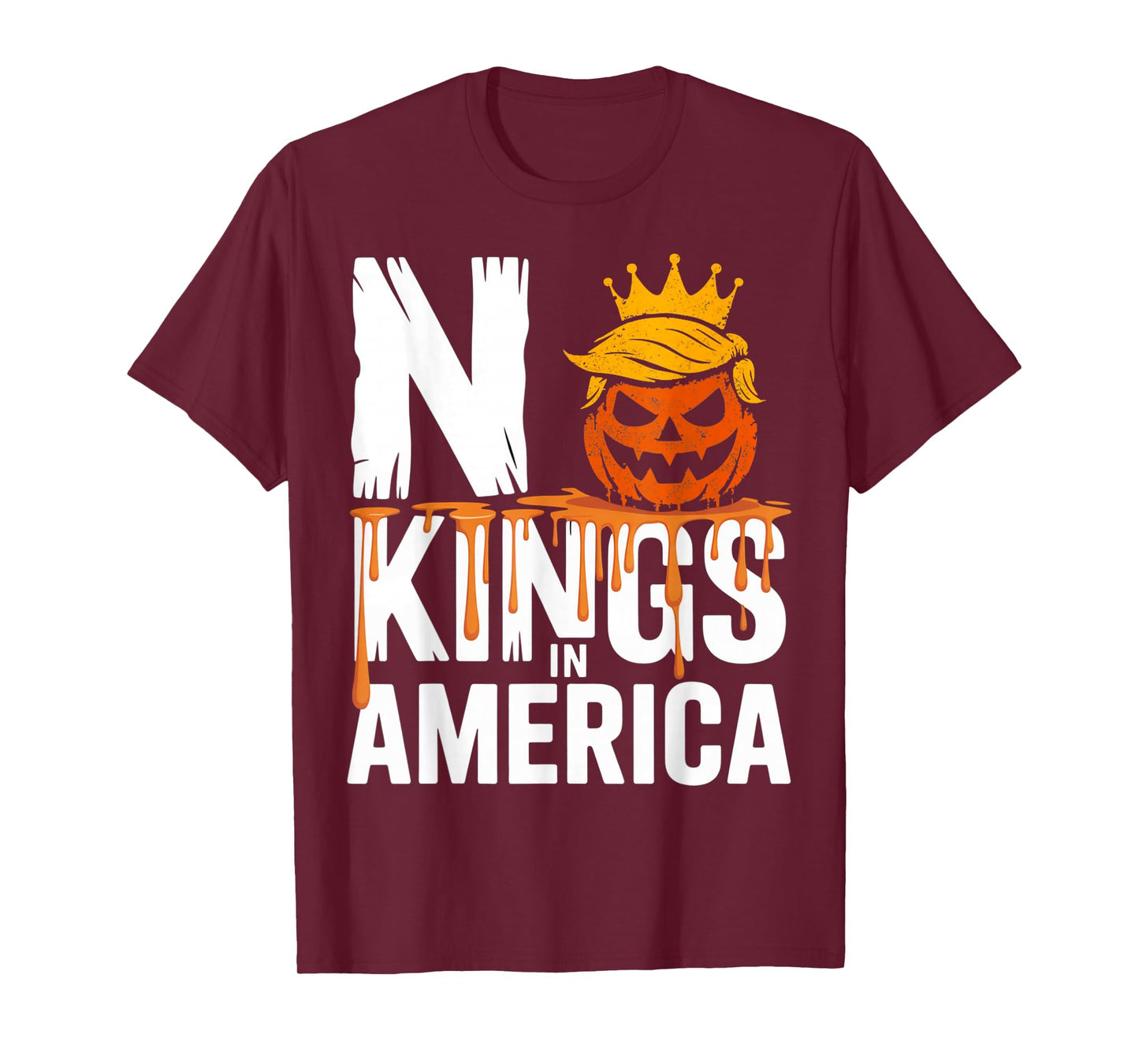 Funny No Kings Halloween 2025 Distressed USA Flag T-Shirt