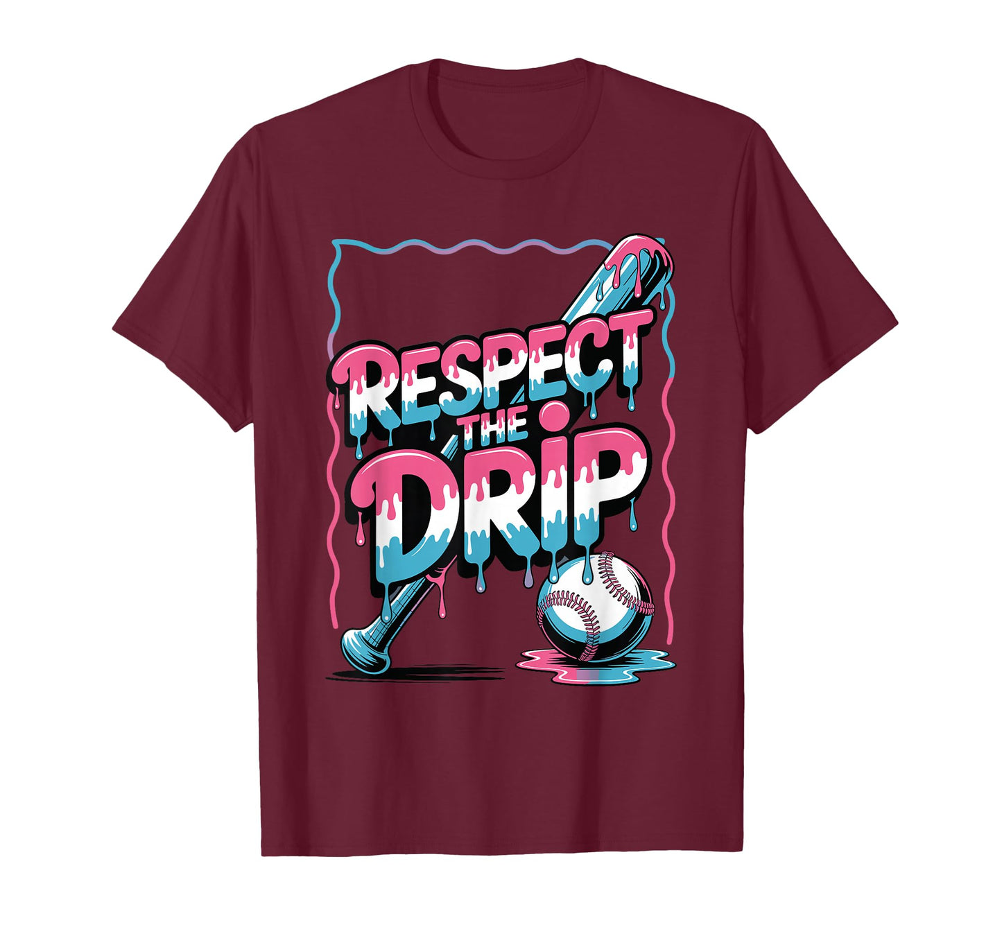 Respect The Drip Baseball Bat Ball Ice Cream Boys Kids T-Shirt