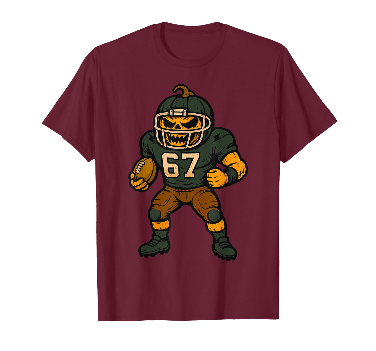 67 Halloween Jack-O-Lantern Football Player Six Seven Meme T-Shirt