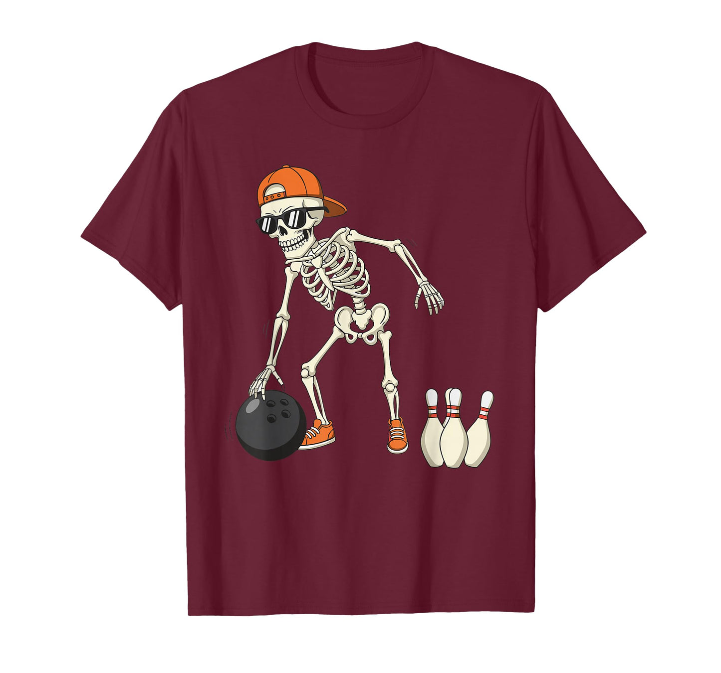 Halloween Skeleton Funny Bowling Lovers for Teens Boys Men T-Shirt