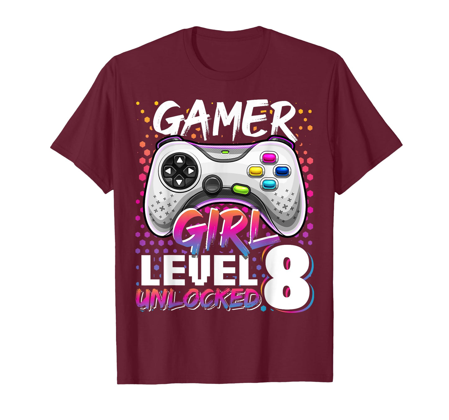 Gamer Girl Level 8 Unlocked Video Game 8th Birthday Gift T-Shirt