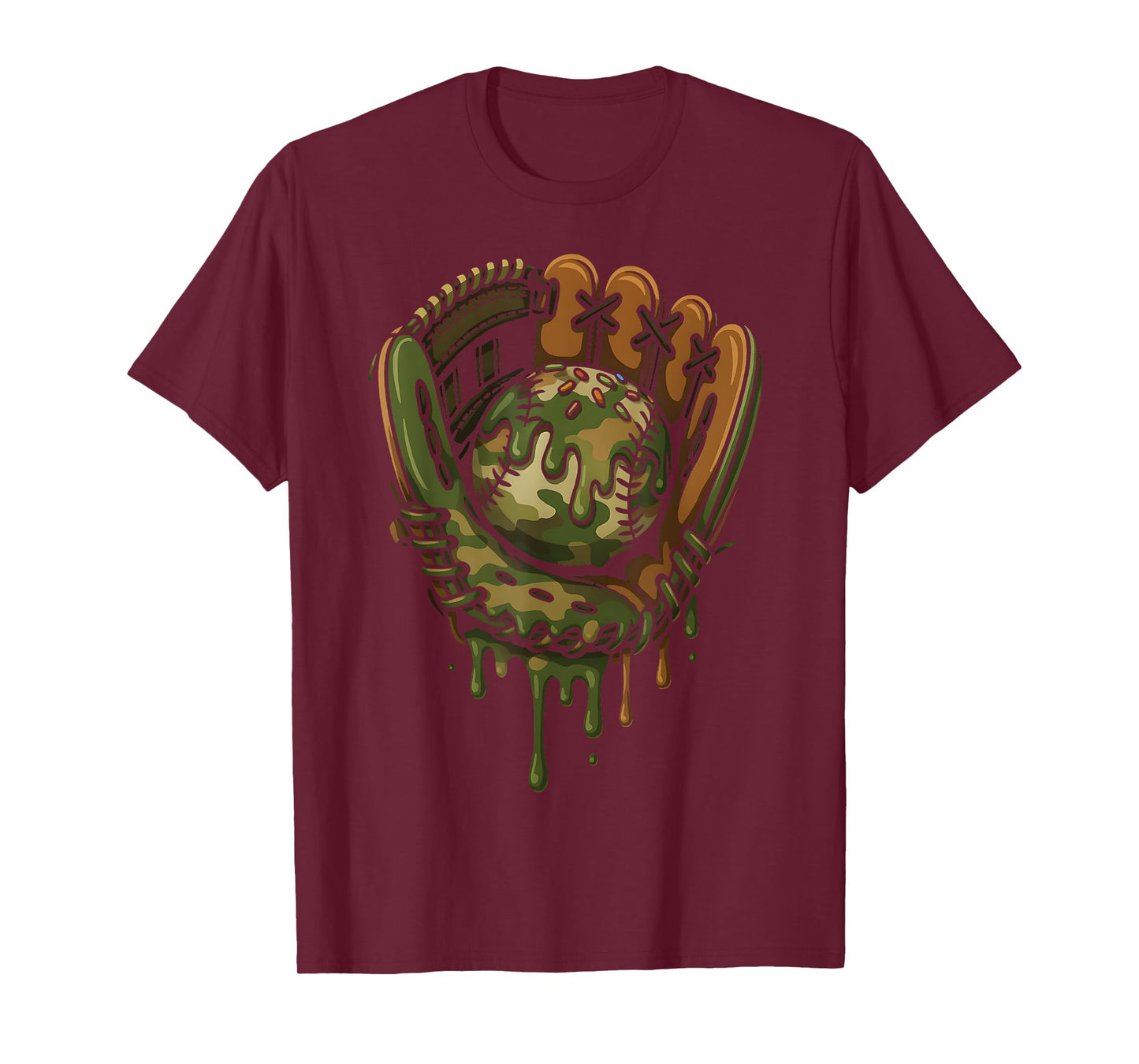 Baseball Drip Camo Baseball Glove Boys Sports Cool Game Day T-Shirt