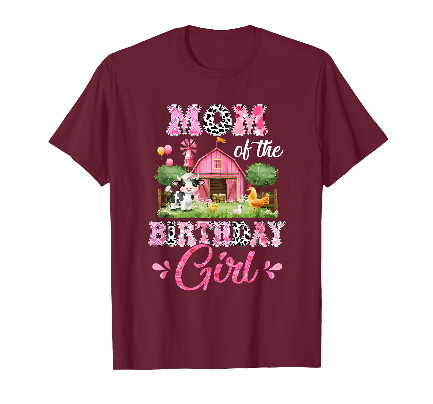 Mom Of The Birthday Girl 1St Birthday Cow Farm Family T-Shirt