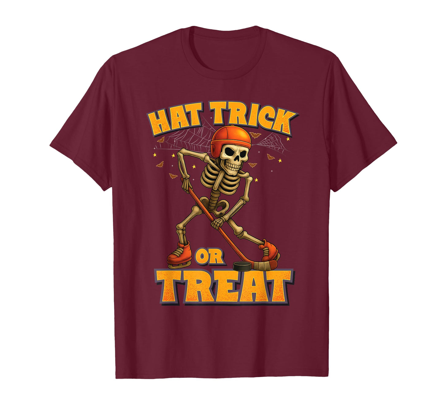Funny Skeleton Ice Hockey Player Halloween Costume Boys Kids T-Shirt