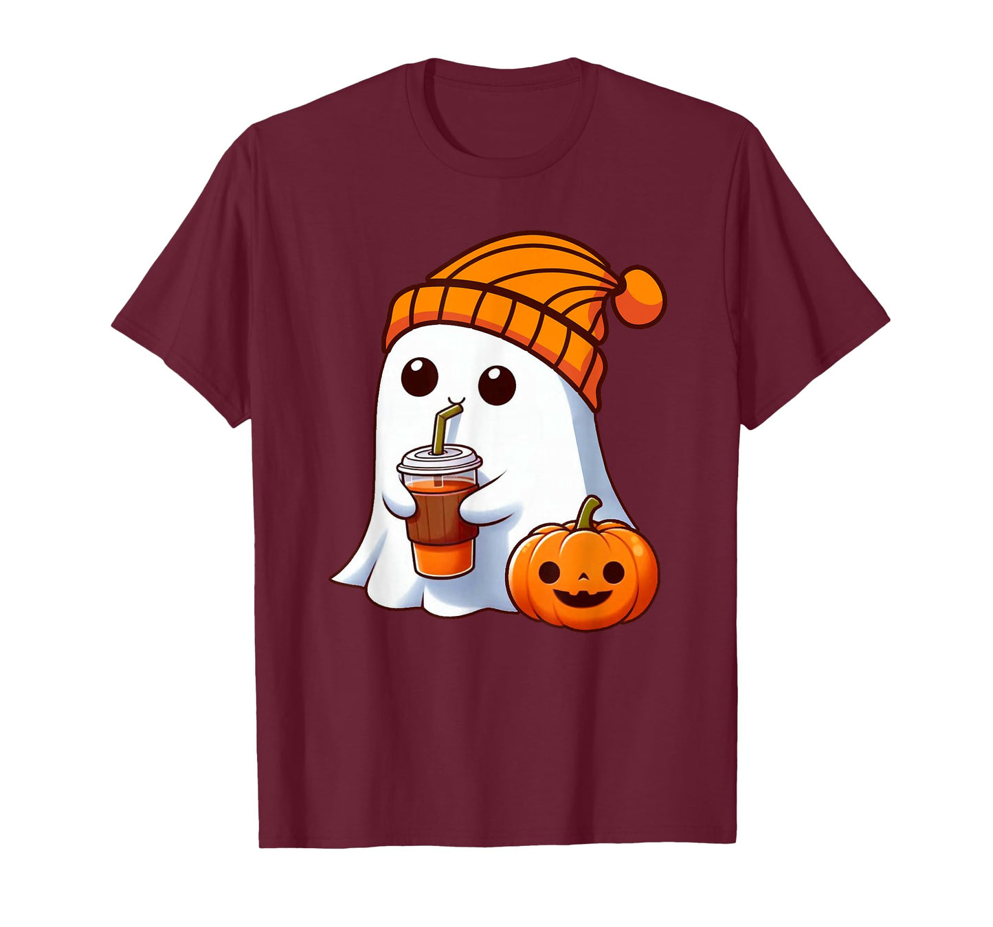 Halloween Costume Ghost drinking pumpkin Men Women girls T-Shirt