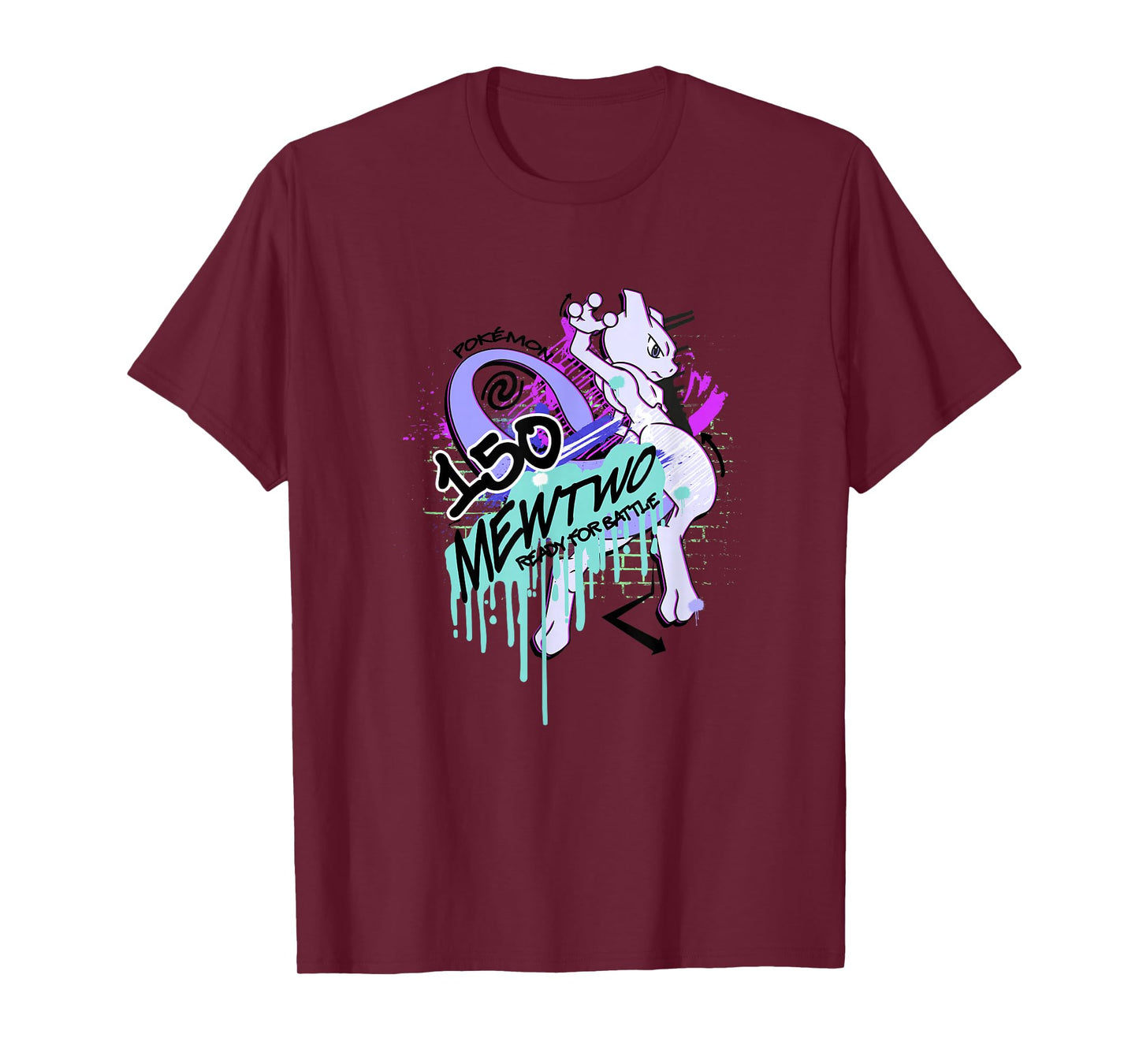 Pokémon Mewtwo Retro Graffiti #150 Ready For Battle T-Shirt