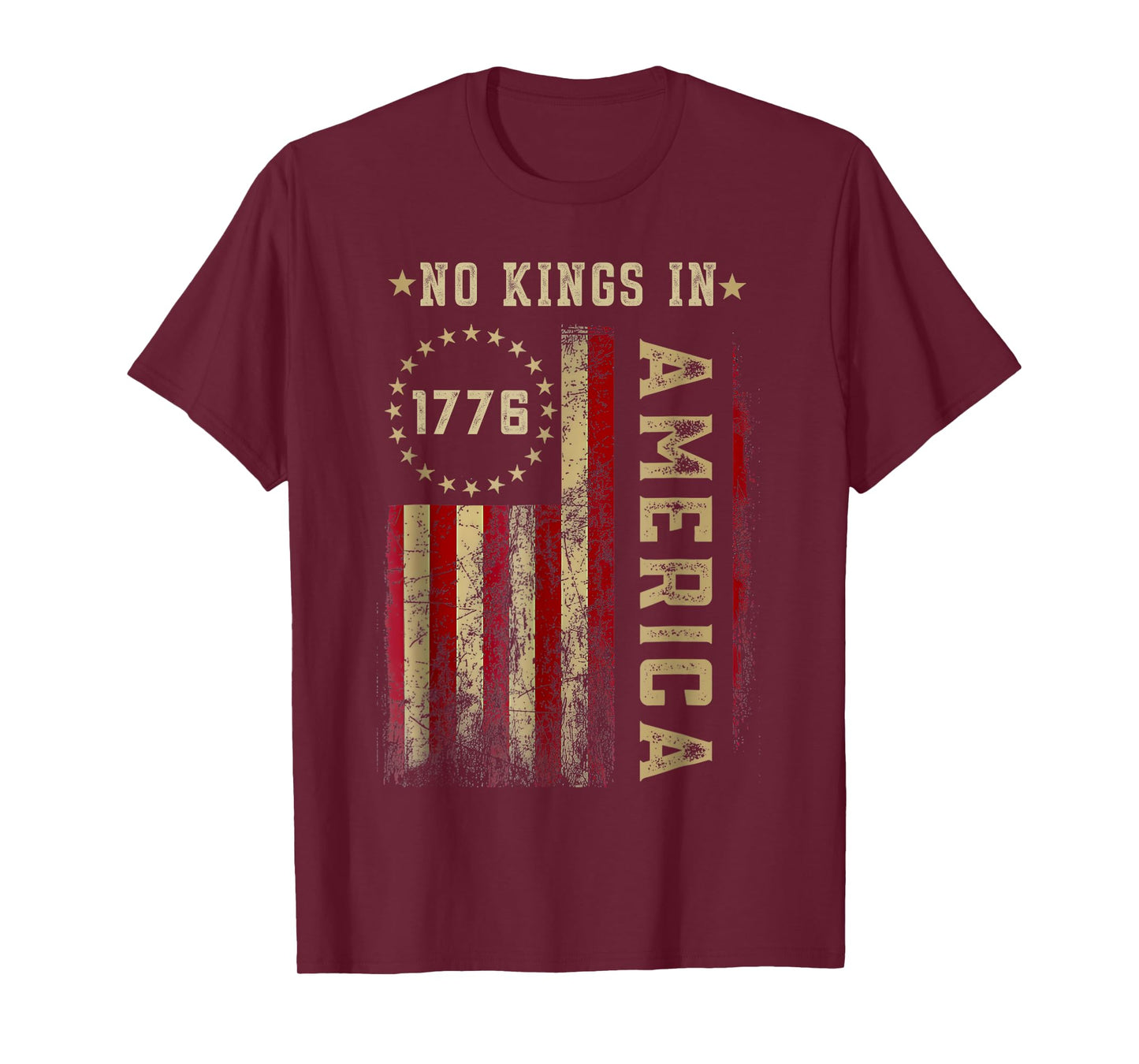 Retro June 14th No Kings In America 1776 USA Flag Men Women T-Shirt