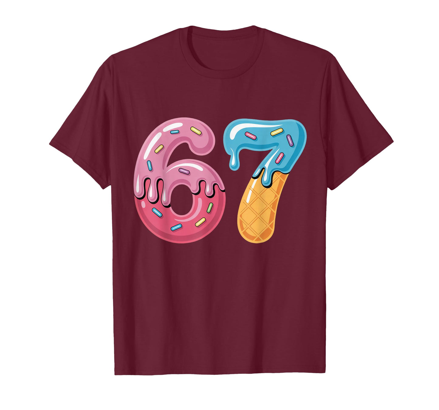 Ice Cream Drip Six Seven Sports Cool Meme 67 Funny Number T-Shirt