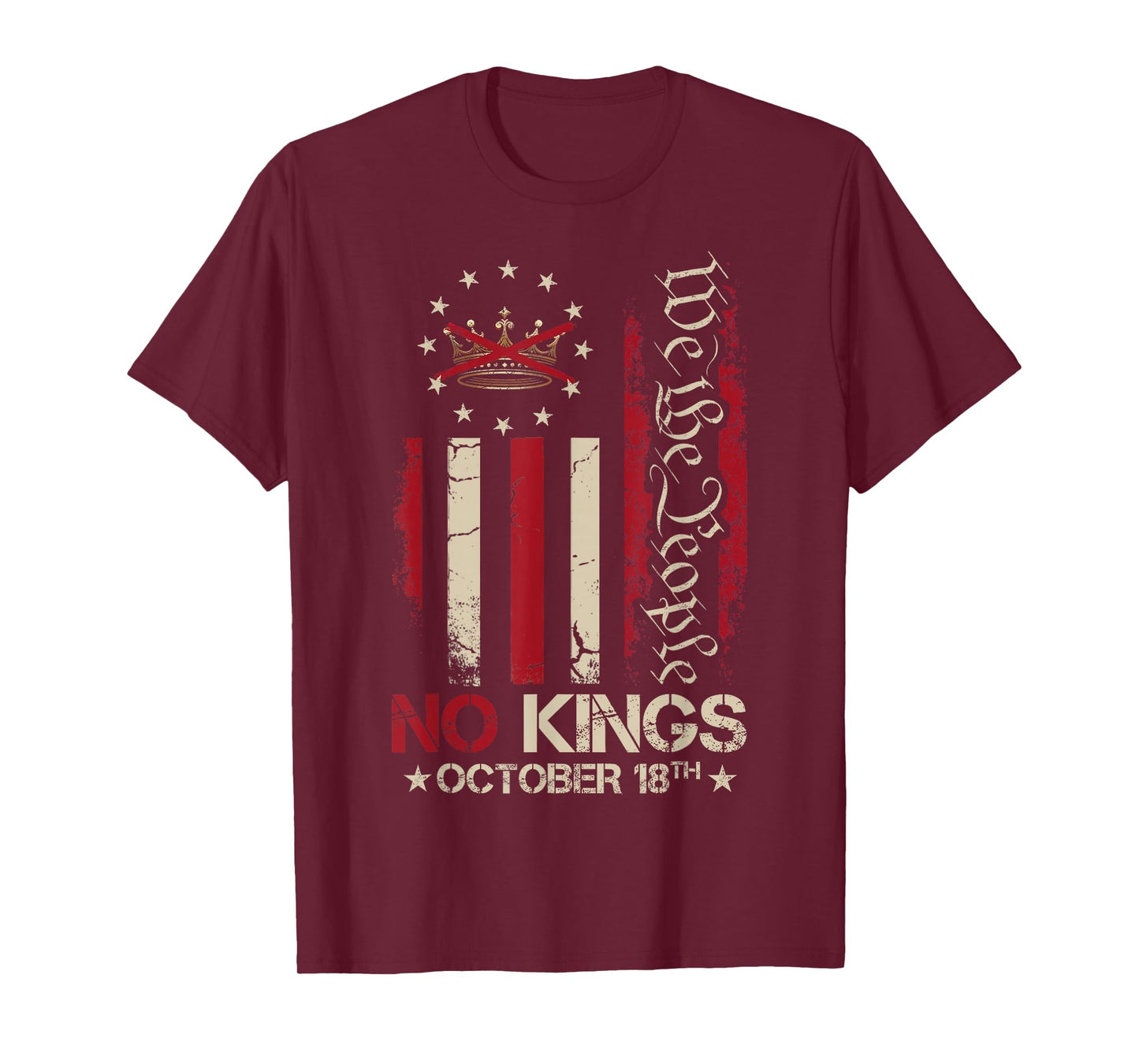 No Kings Day Patriotic America USA Flag 1776 October 18 2025 T-Shirt