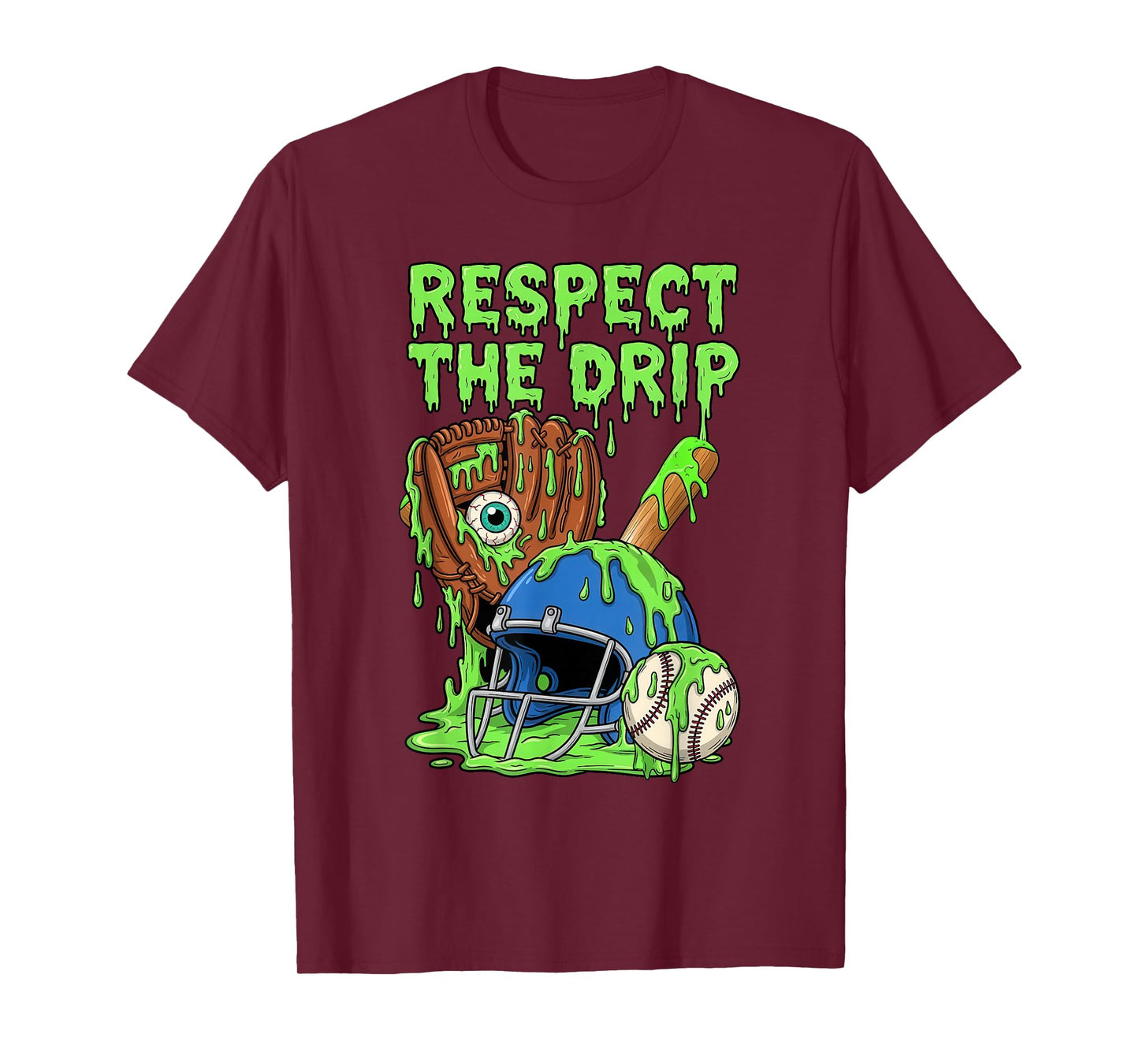 Spooky Zombie Respect The Drip Baseball Halloween T-Shirt