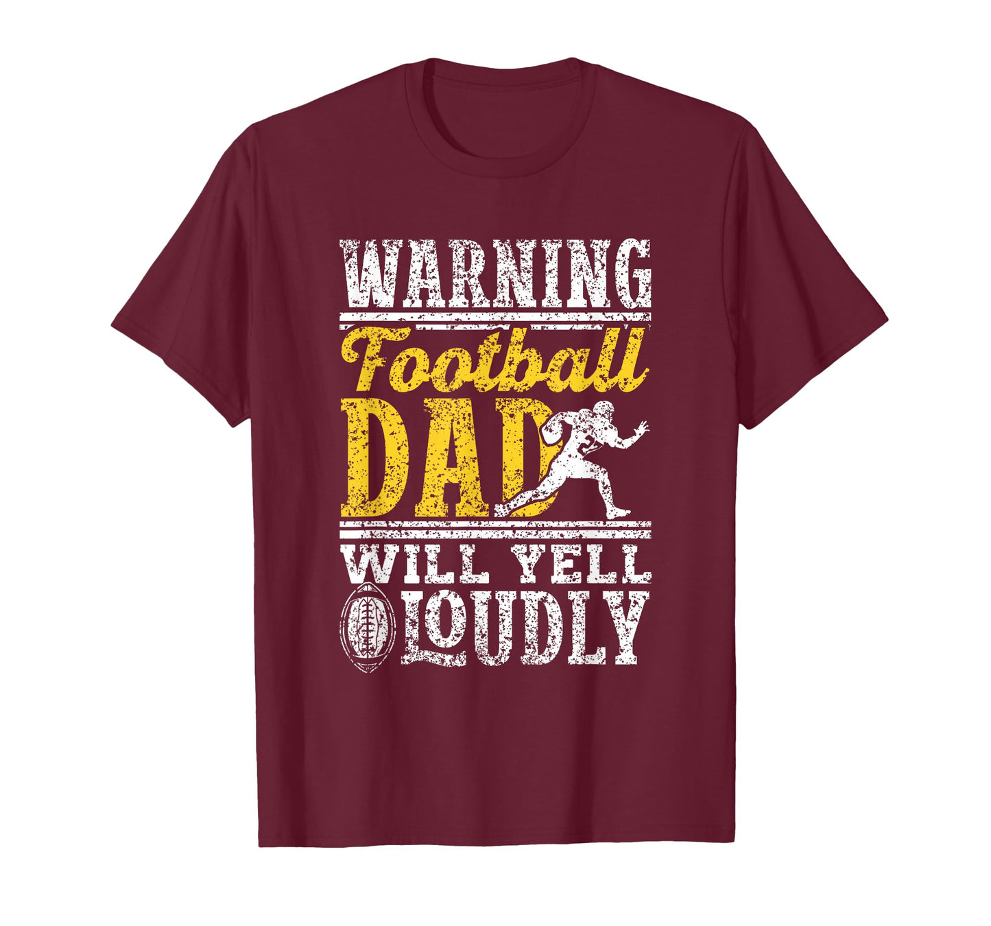 Warning Football Papa Wird Laut Schreien Papi Football Vater T-Shirt