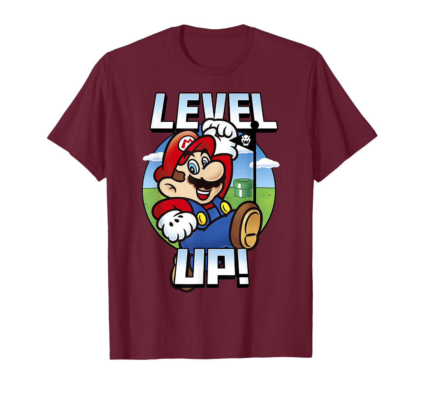 Super Mario Level Up Bowser Flag Portrait Graphic T-Shirt T-Shirt