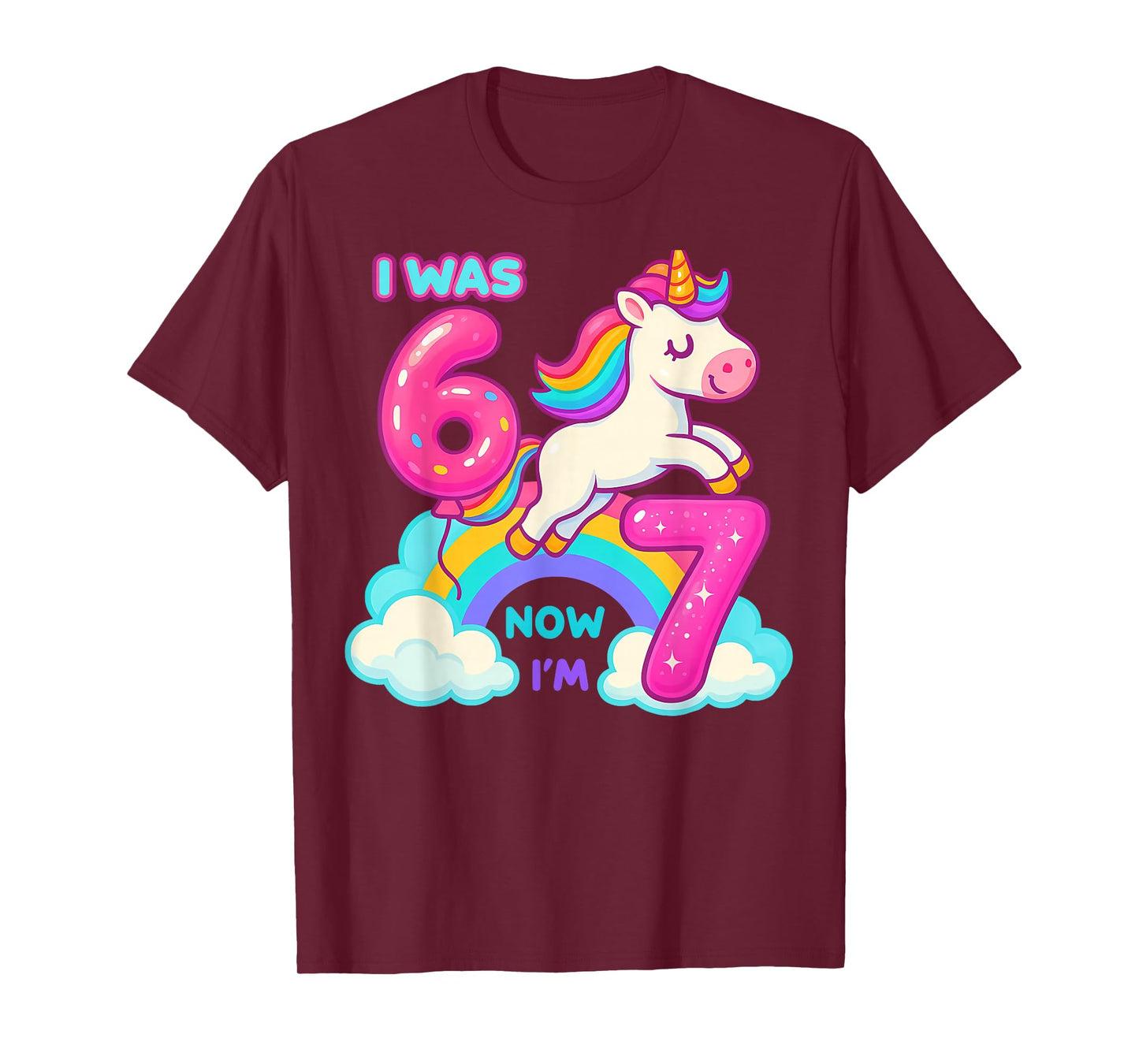 I was Six Now I'm Seven Dabbing Unicorn 67 Meme 7th Birthday T-Shirt