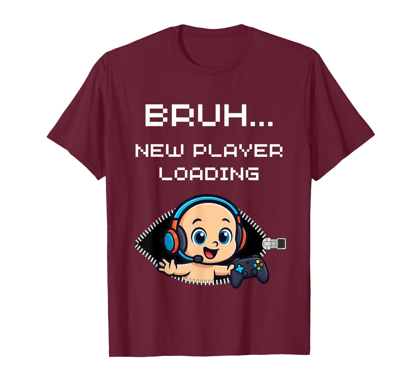 Funny Gamer Pregnancy Announcement – Bruh New Player Loading T-Shirt