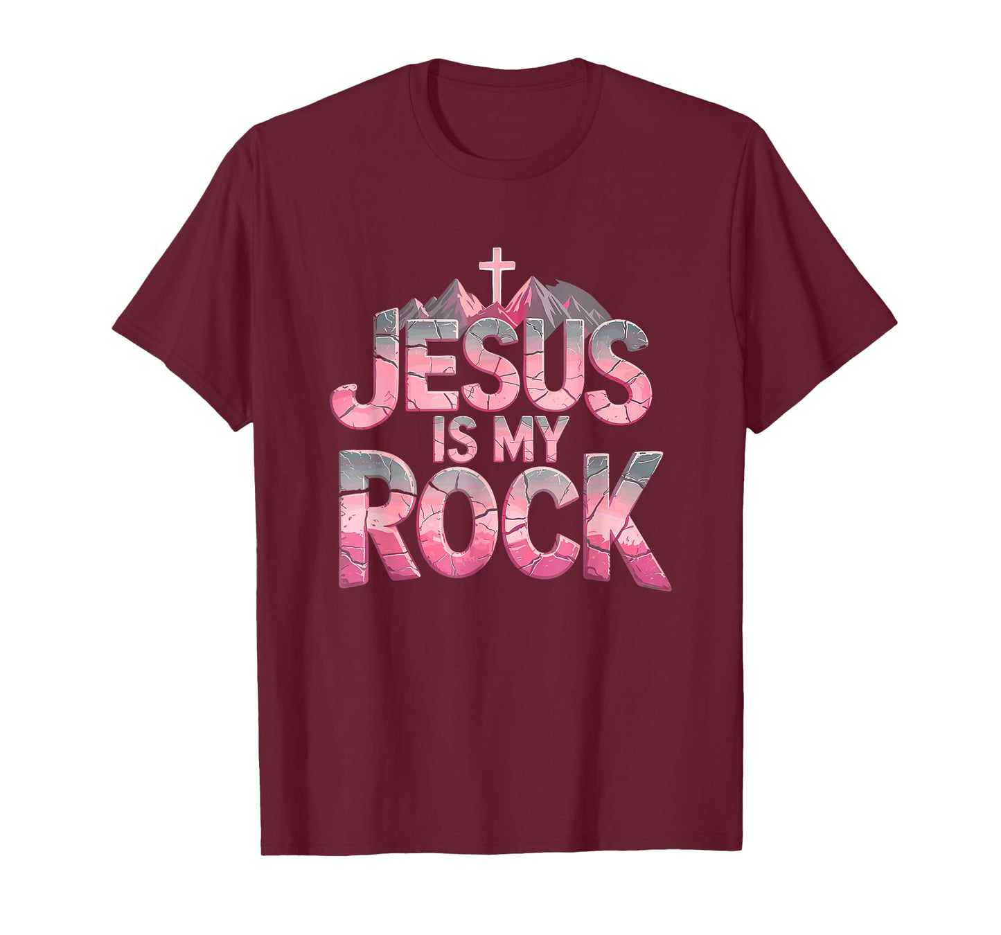 Jesus Is My Rock Pink Religious Christian Biblical T-Shirt T-Shirt