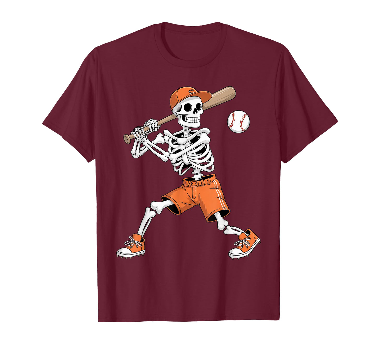 Skeleton Batting Baseball Halloween T-Shirt
