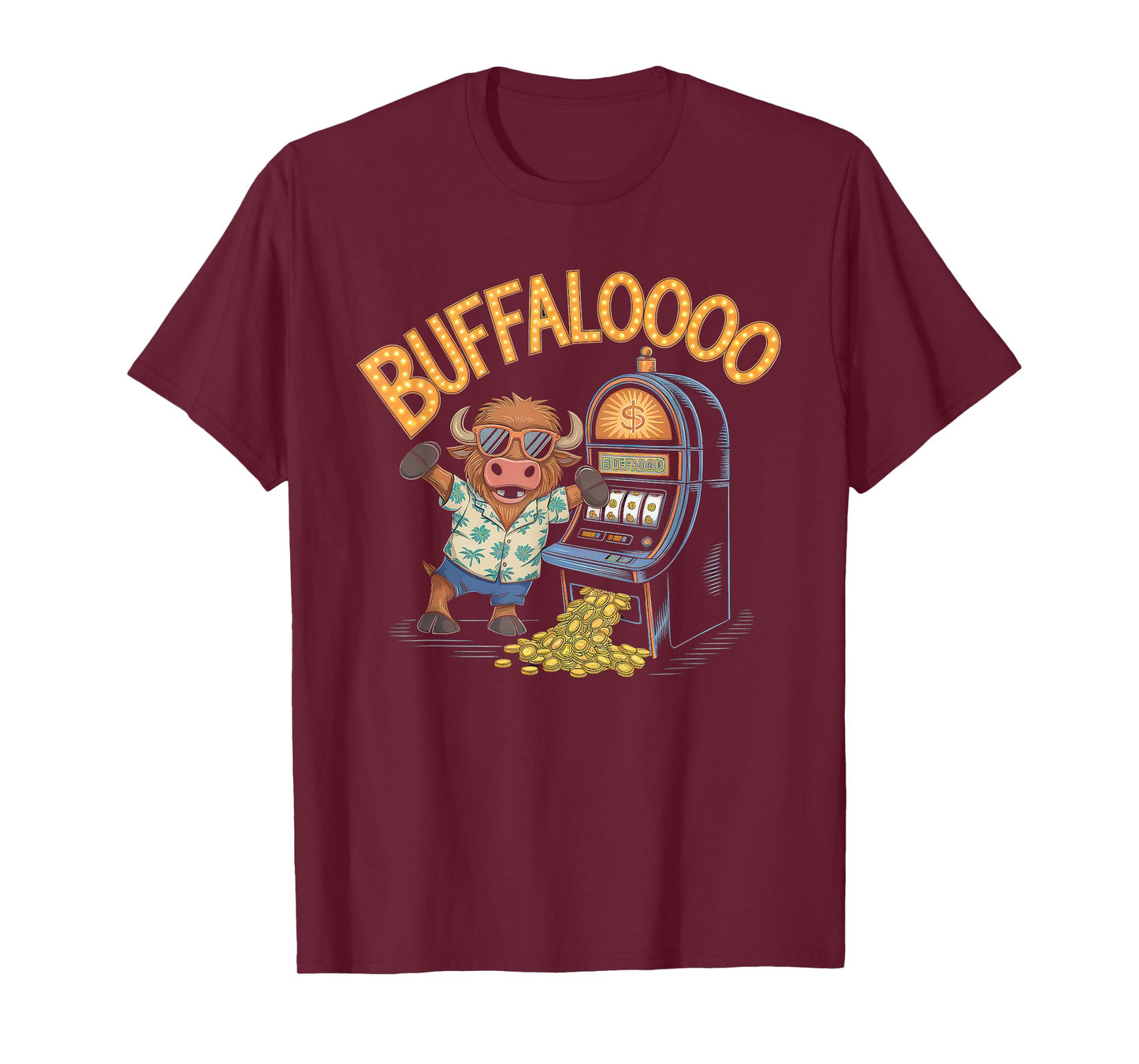 Lucky Buffalo Casino Slot Machine Gambling Gift Gambler T-Shirt