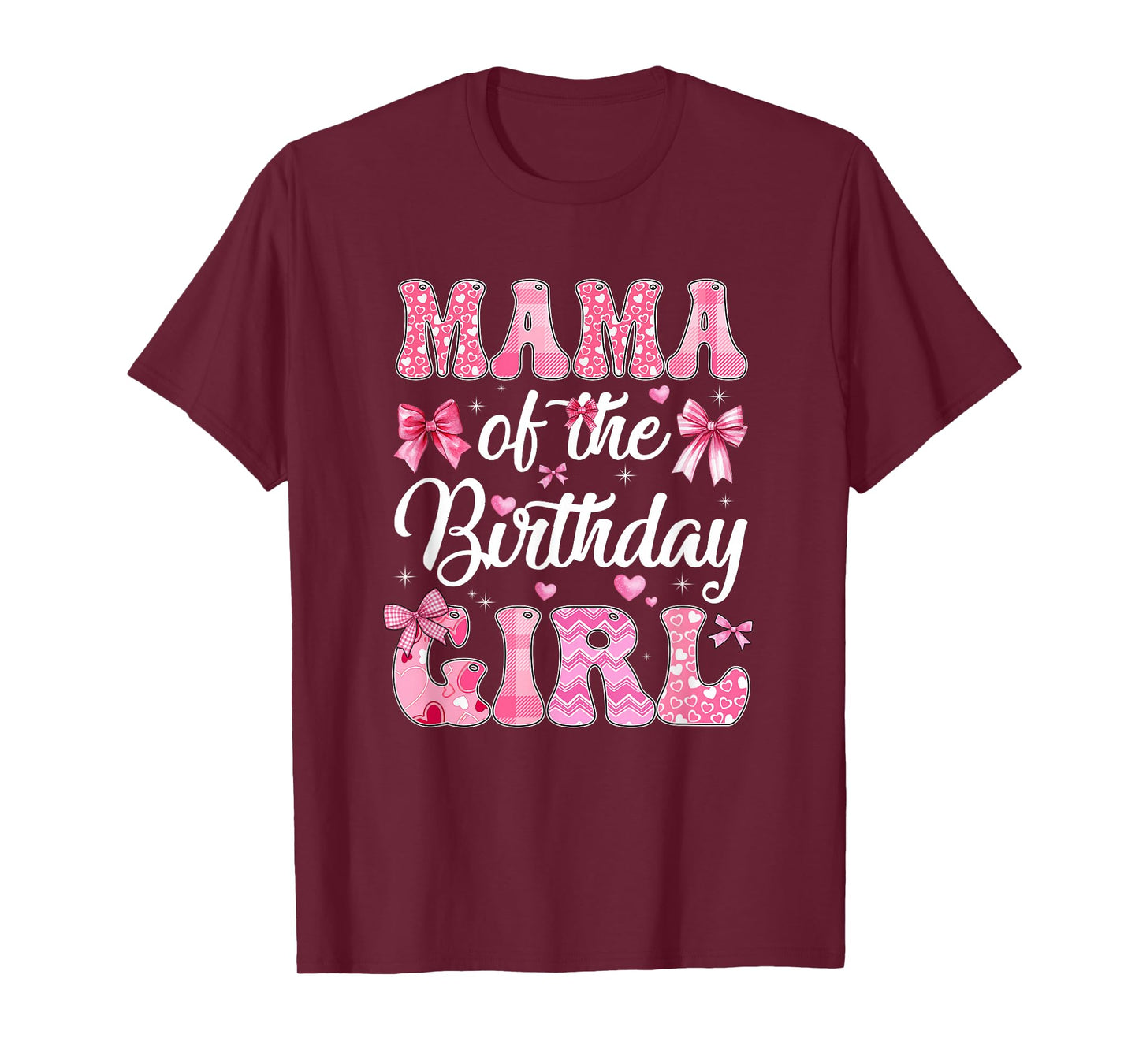 Mama Of The Birthday Girl Family Pink Coquette Bow T-Shirt