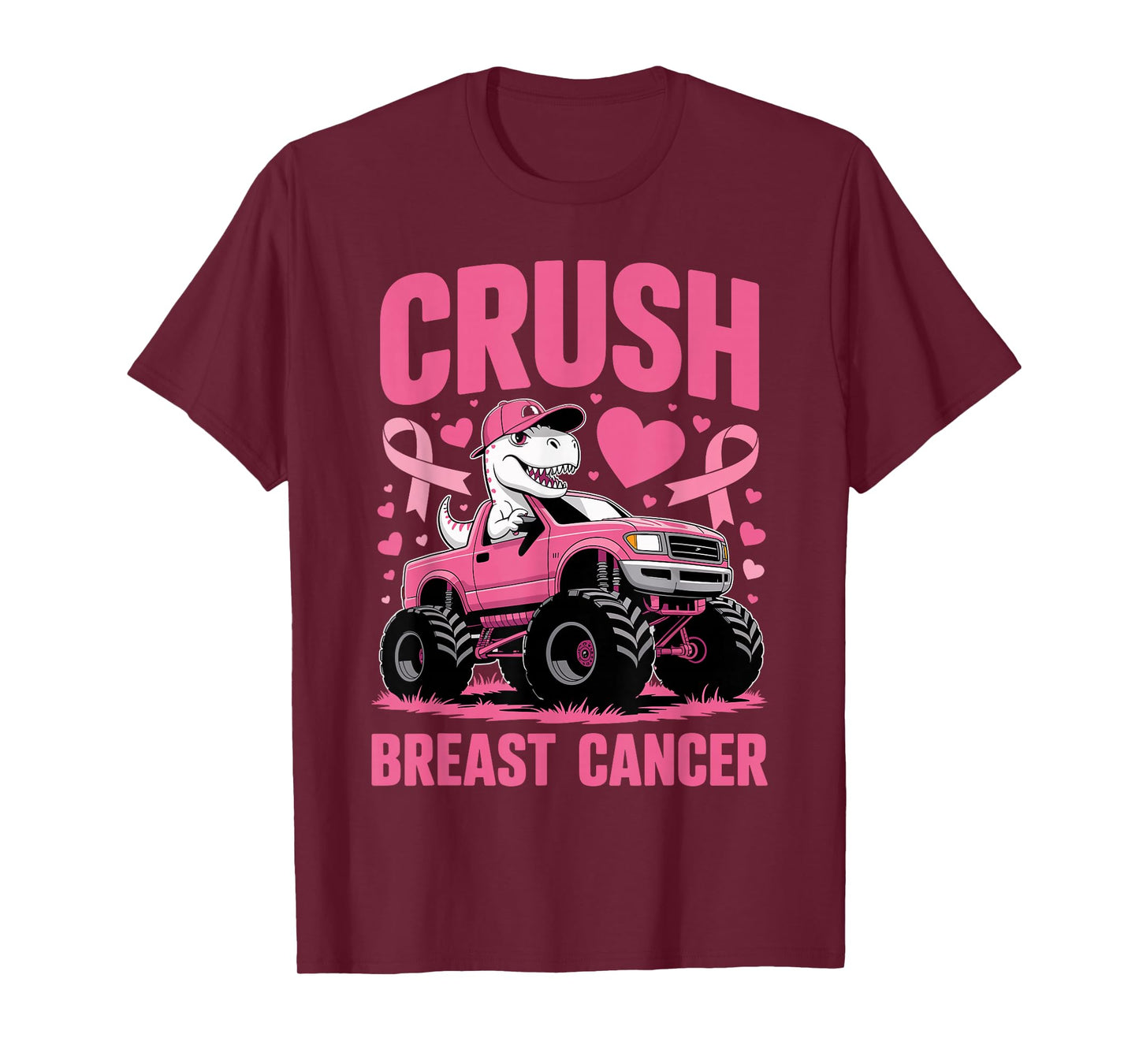 Crush Breast Cancer Awareness Monster Truck Toddler Boy Kids T-Shirt