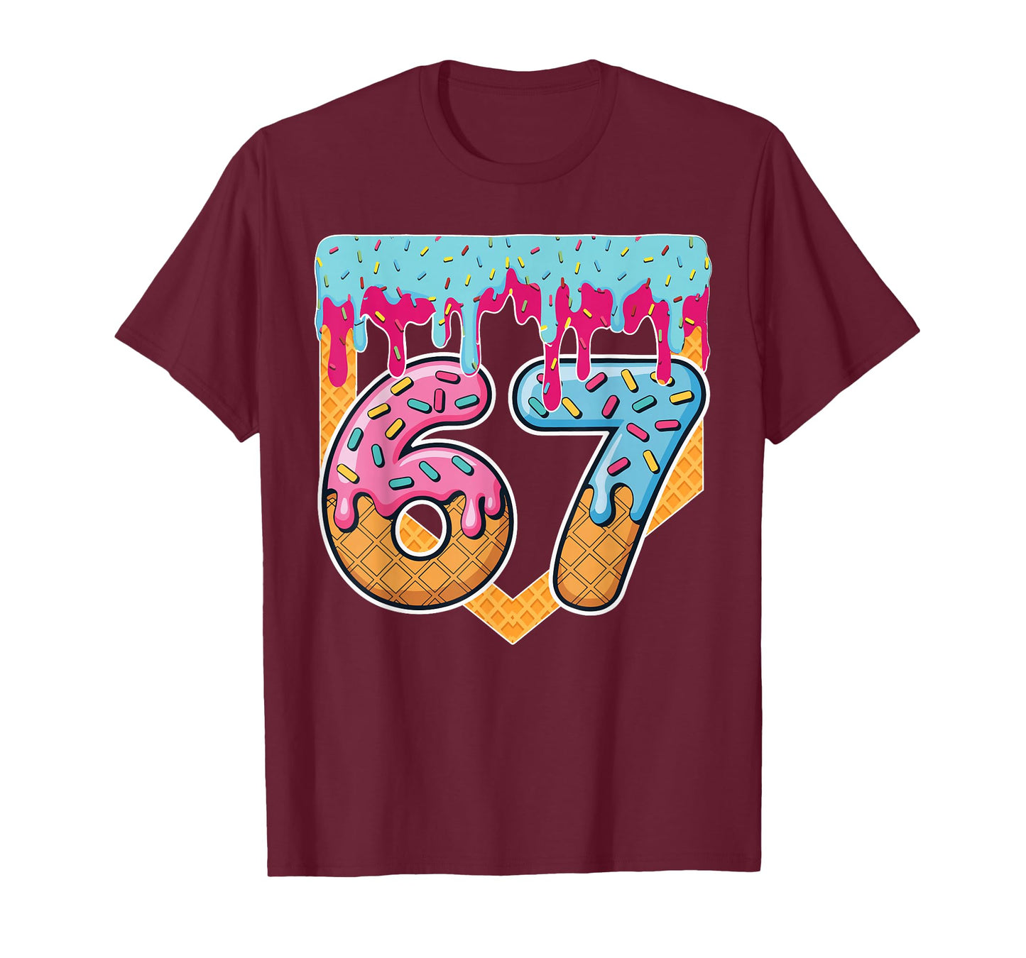 67 Ice Cream Drip Meme Six Seven Gen Alpha Slang T-Shirt