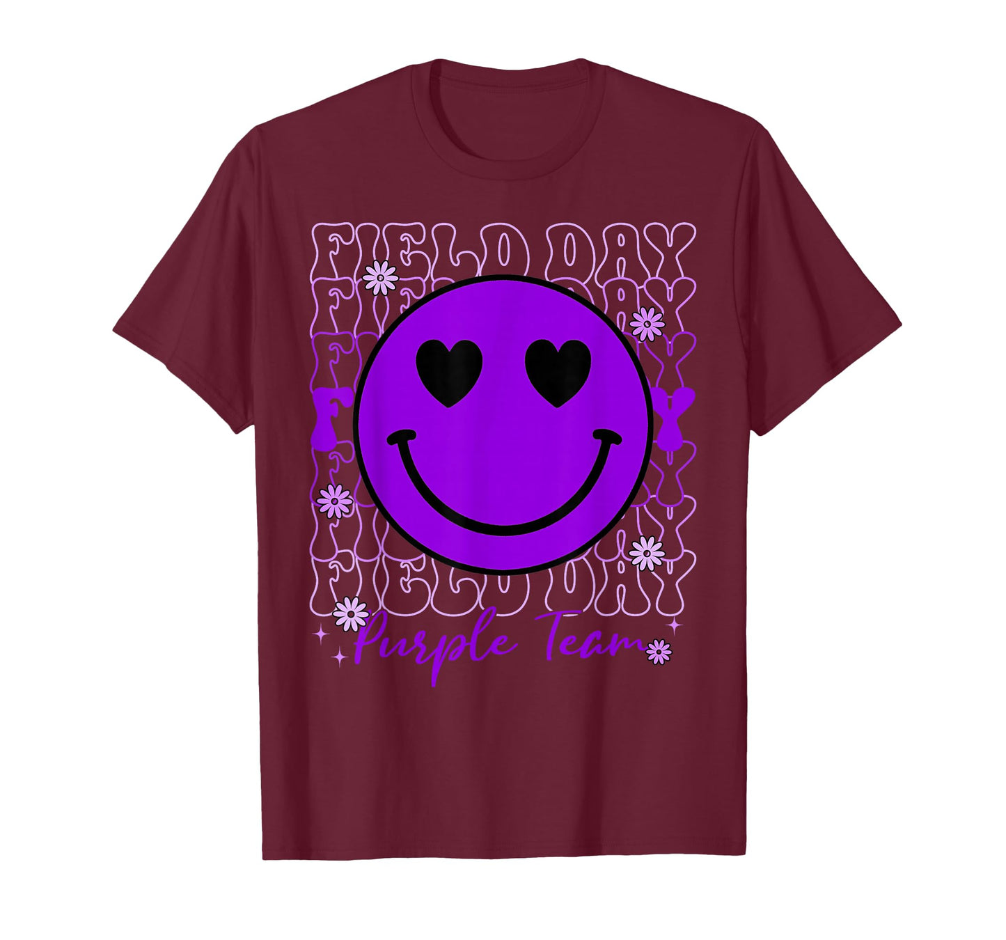 Field Day Purple Team Smile Face Field Day Games Kid Teacher T-Shirt