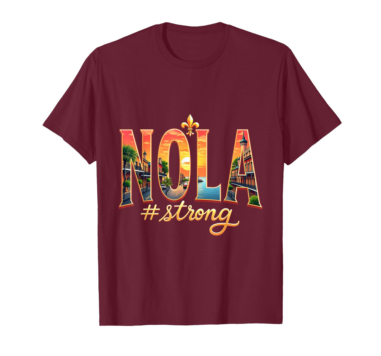 Vintage NOLA Strong Elegant NOLA Fleur-de-Lis Heart Design T-Shirt