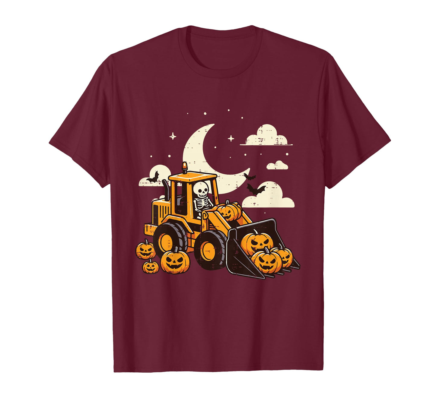 Kids Bulldozer Construction Pumpkin Halloween Toddler Boys Kids T-Shirt