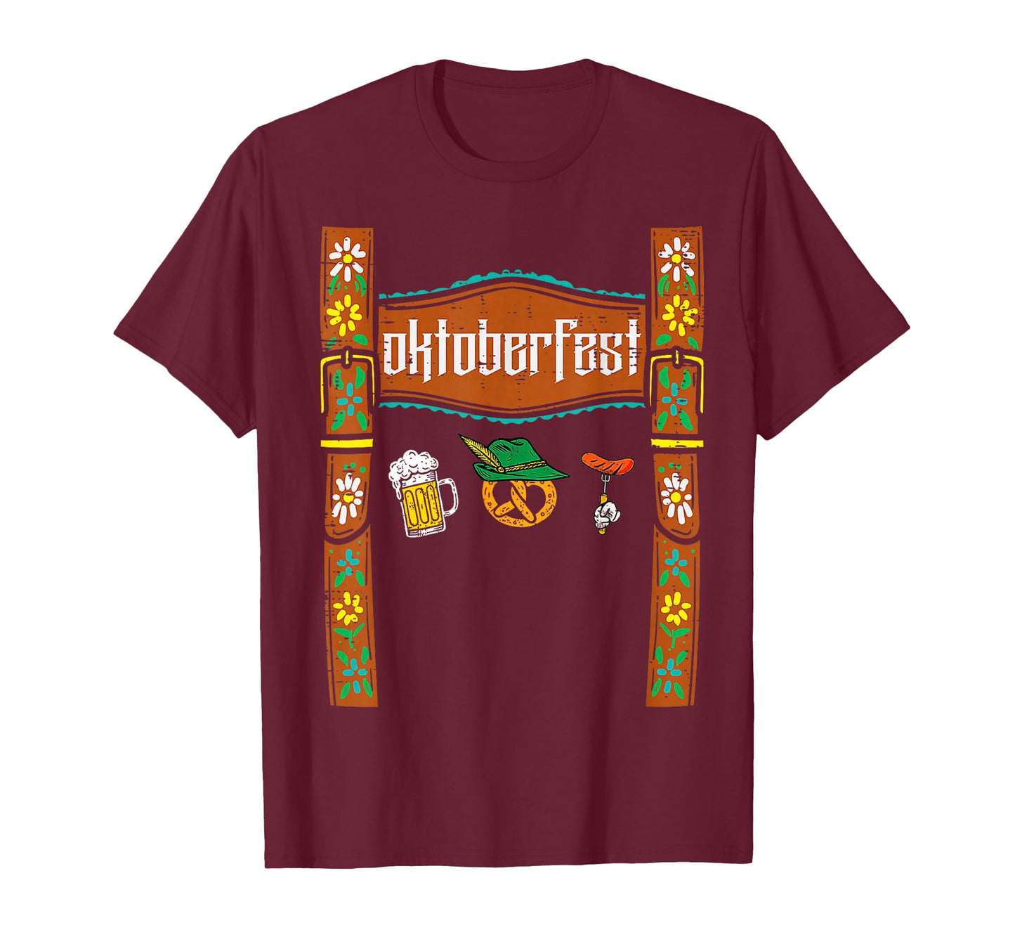 Oktoberfest Lederhosen Costume Cute German Bavarian Men T-Shirt