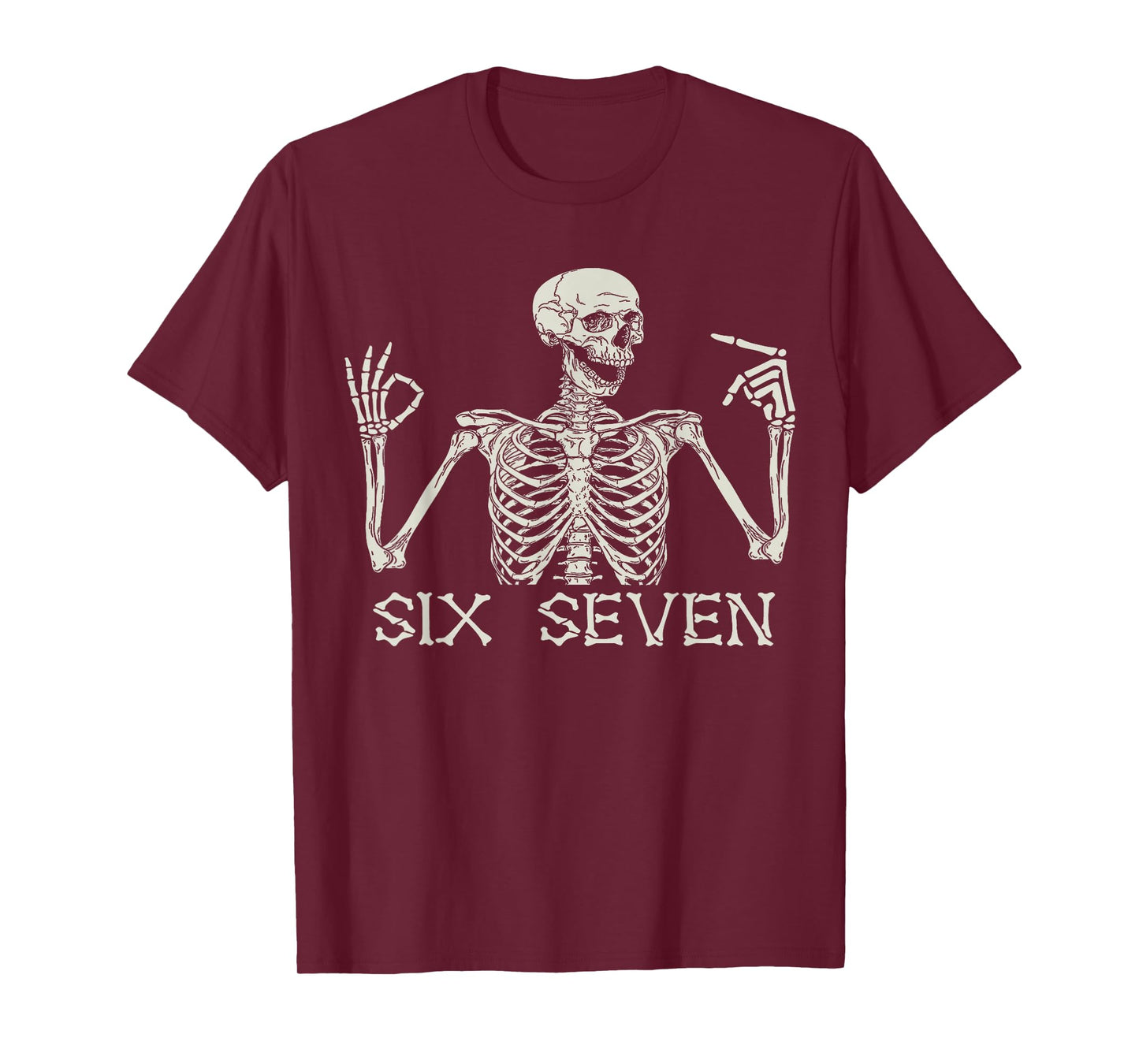 Six Seven 67 Hand Sign Skeleton Meme Halloween Costume Kids T-Shirt