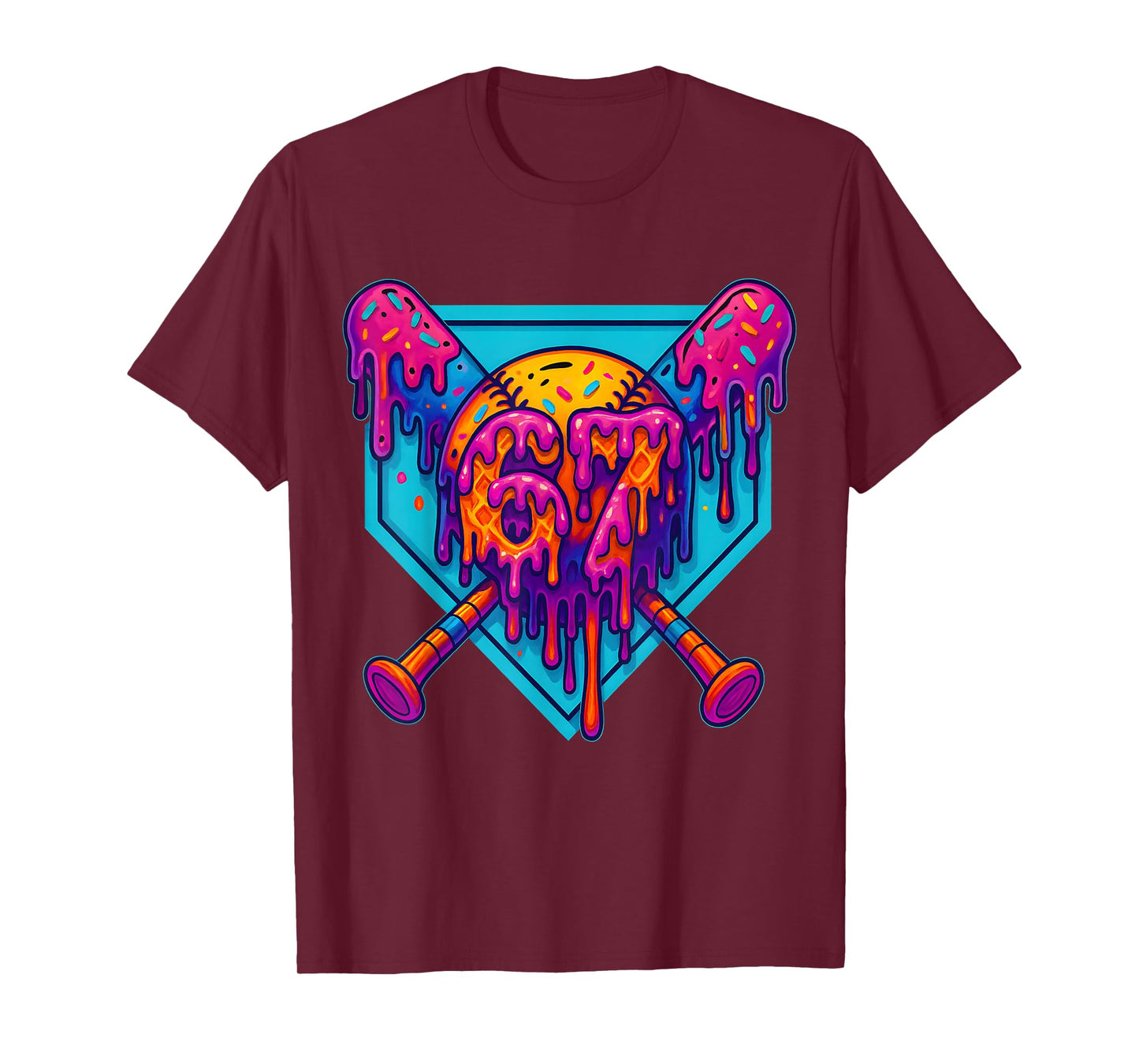 67 Ice Cream Drip Meme Funny Six Seven Gen Alpha Slang T-Shirt