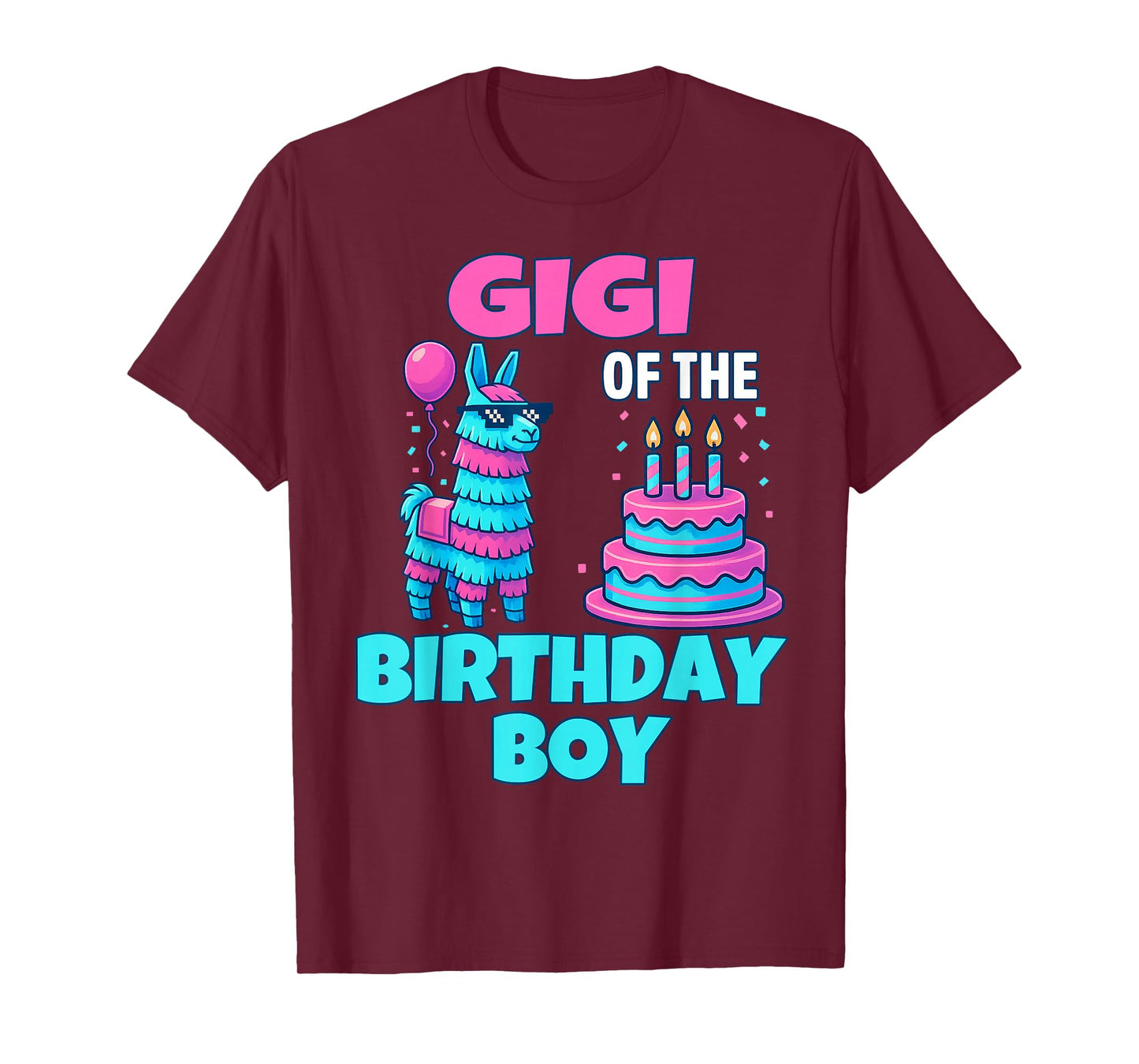 Gigi of Birthday Boy Llama Pinata Party family mathing women T-Shirt