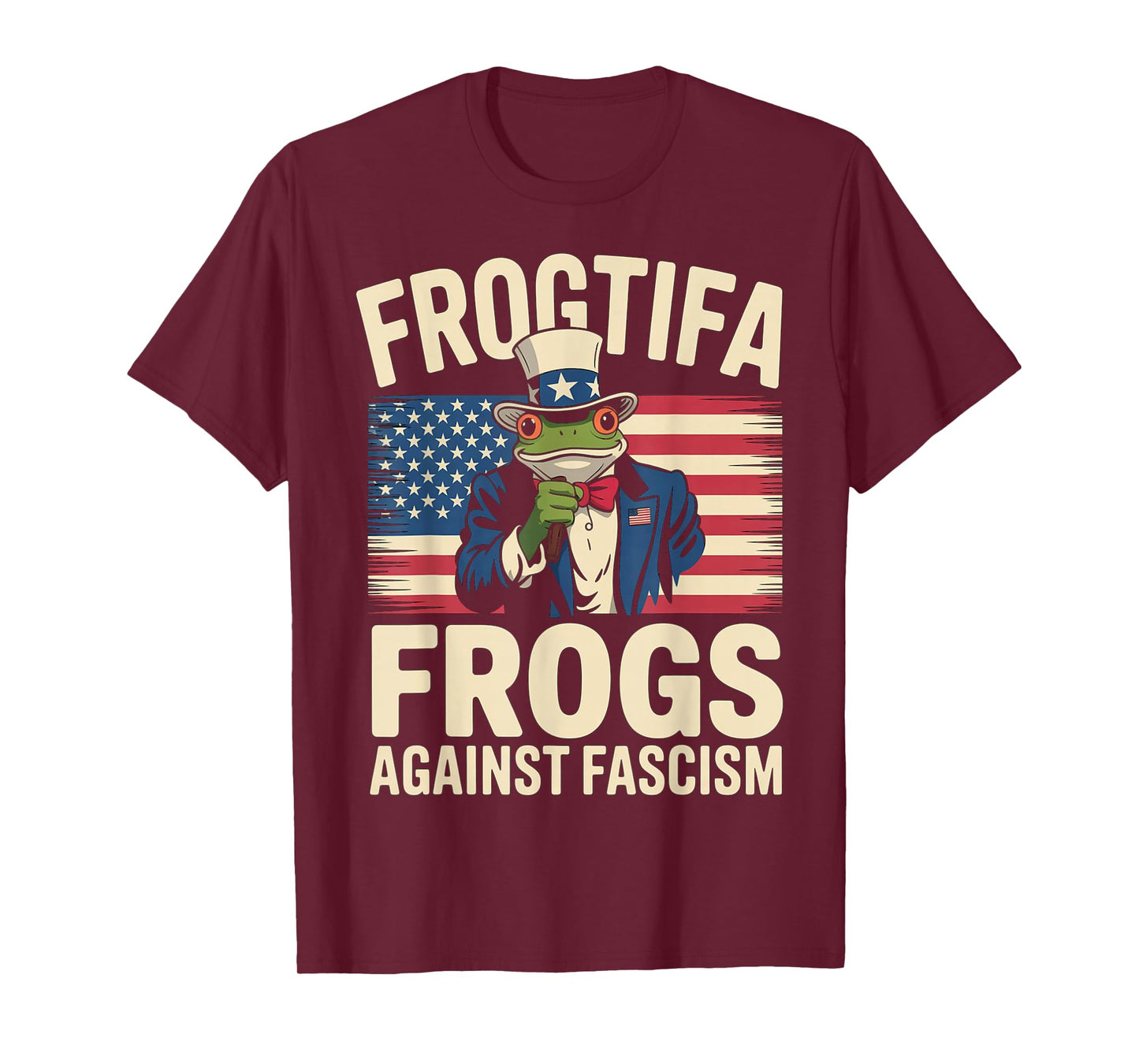 Frogtifa Frogs Against Fascism Flag Resist No Kings T-Shirt