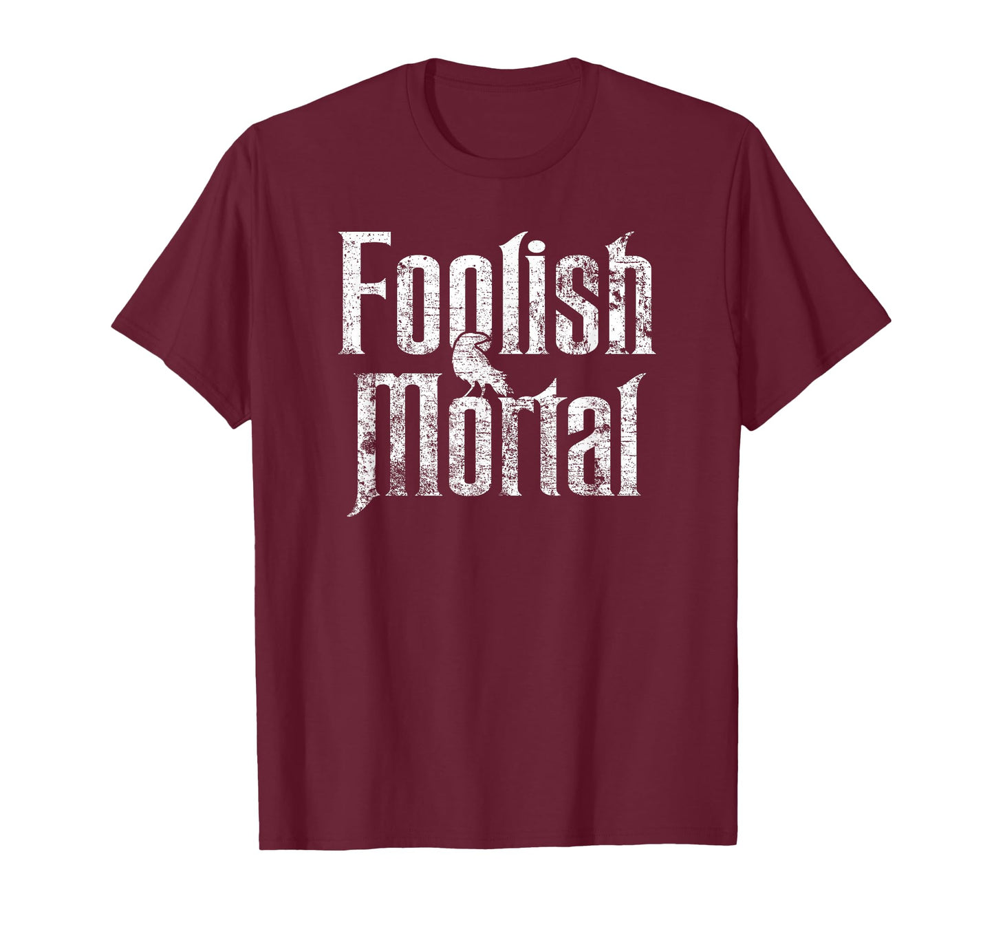 Foolish Mortal Raven White Print T-Shirt