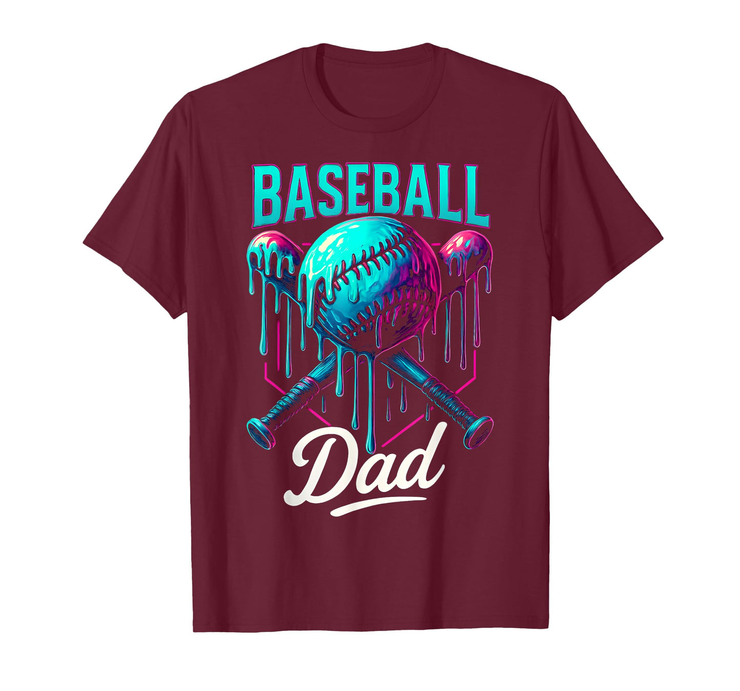 Baseball Drip Dad Ice Cream Drip Baseball Men Father's Day T-Shirt