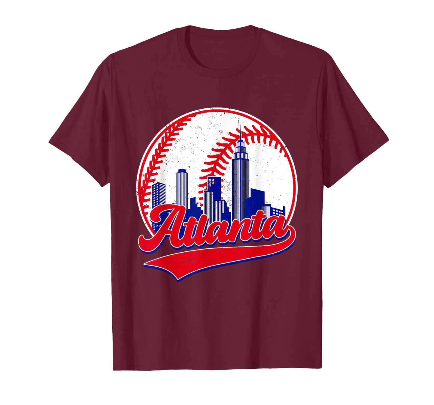 Retro Baseball Player Lover Atlanta Distressed Game Day T-Shirt