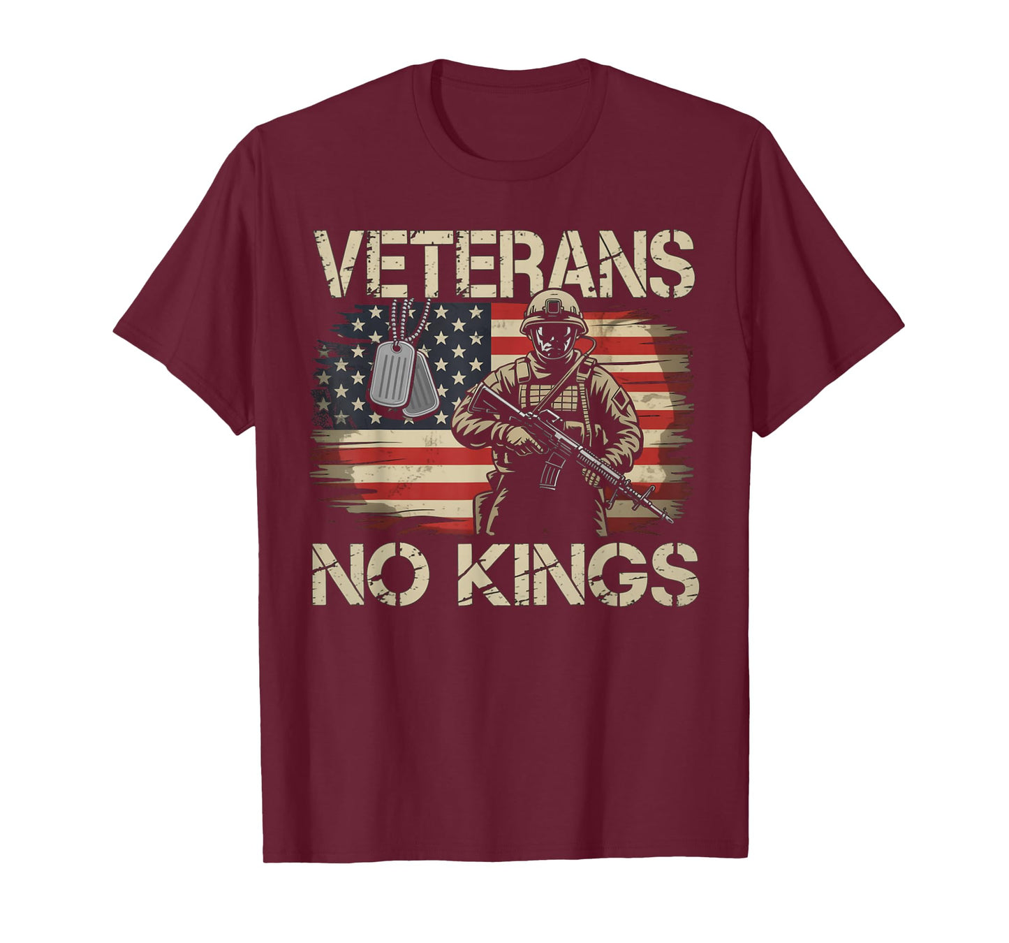 No Kings Veterans Patriotic America Flag Men Women T-Shirt