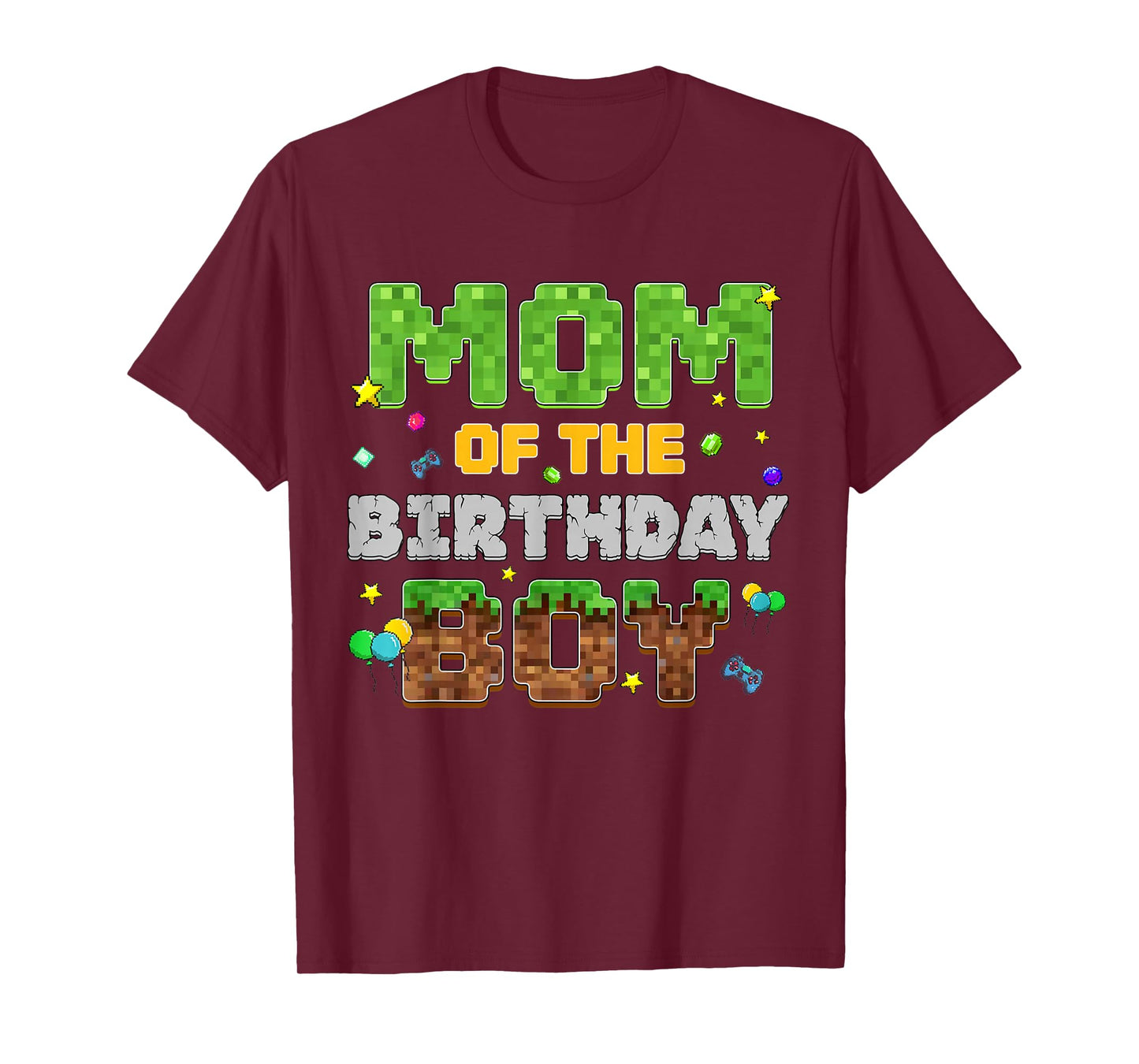 Mom Of The Birthday Boy Pixel Gamer Party Matching Family T-Shirt
