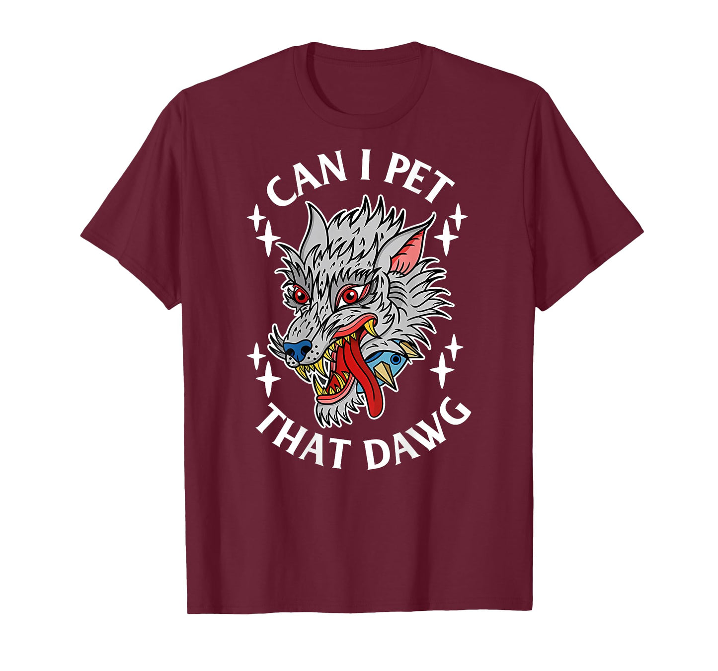 Can I Pet That Dawg Can I Pet That Dog Wolf Tattoo Art BACK Men Women T-Shirt
