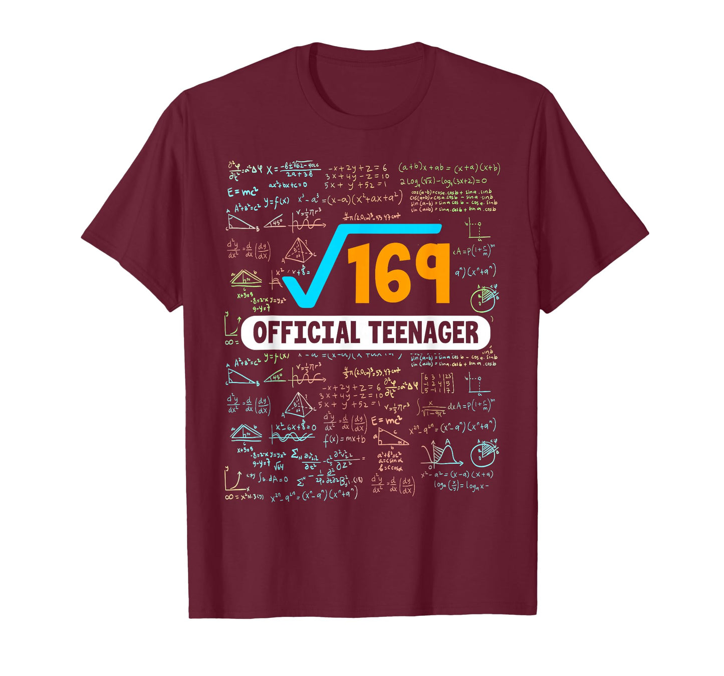 Square Root Of 169 13 Years Old Official Teenager Birthday T-Shirt