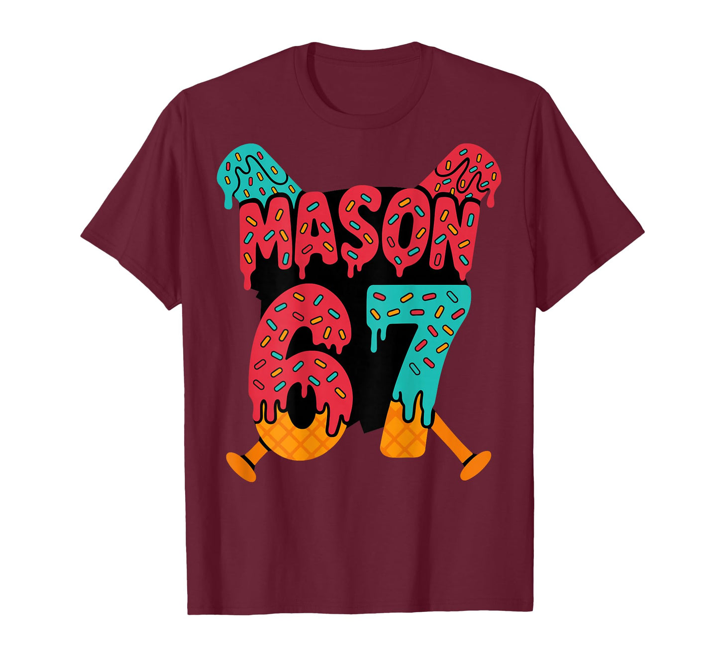 Mason 67 Funny Ice Cream Drip Baseball Meme Design T-Shirt