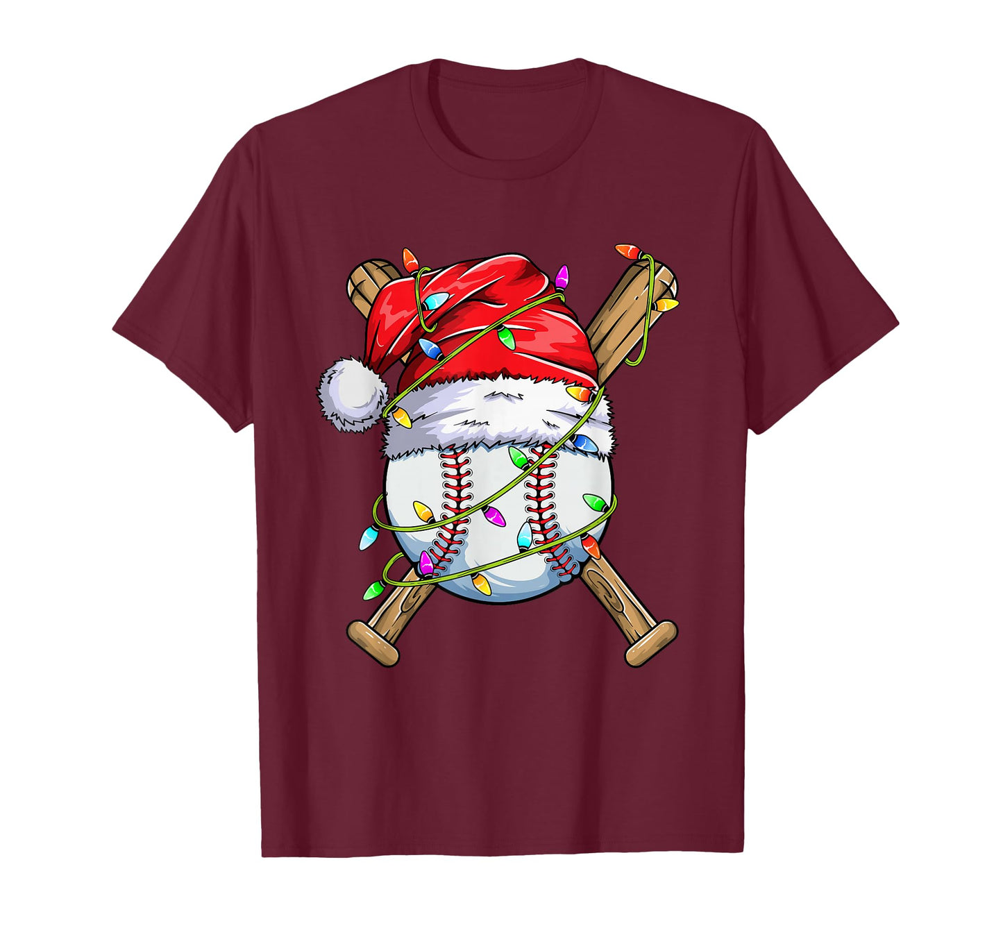Santa Sports Design For Men Boys Christmas Baseball Player T-Shirt