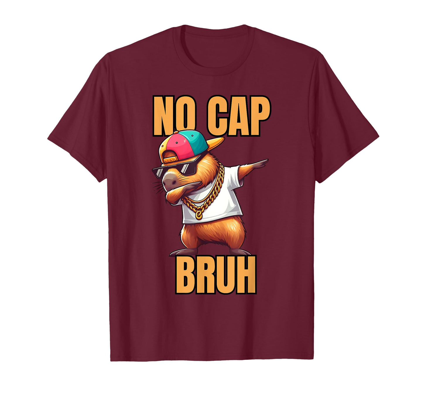 Animal Cool Capybara No Cap Bruh Gamer T-Shirt