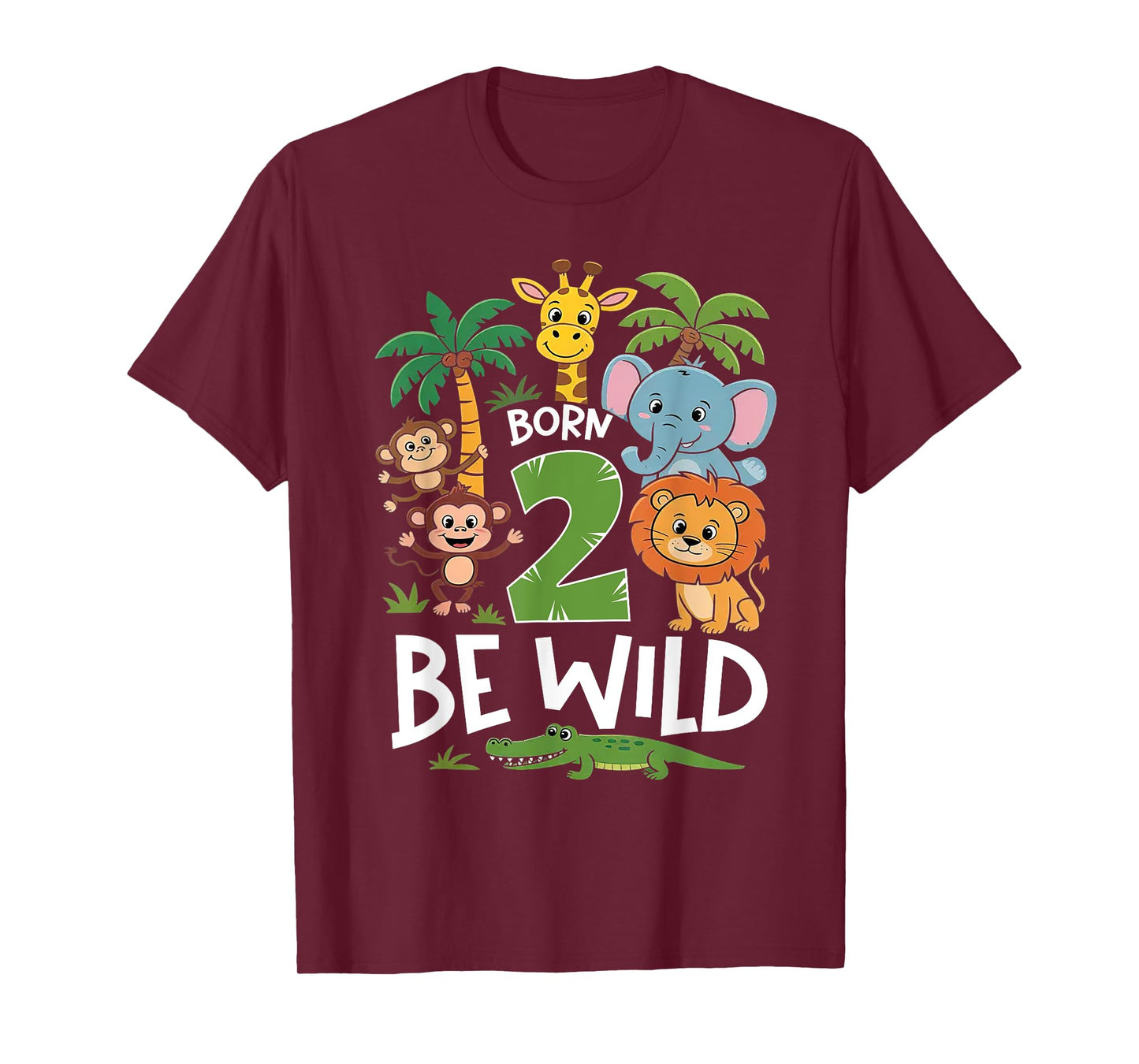 Born 2 Be Wild 2nd Birthday Zoo 2 Year Old Boy Second Bday T-Shirt