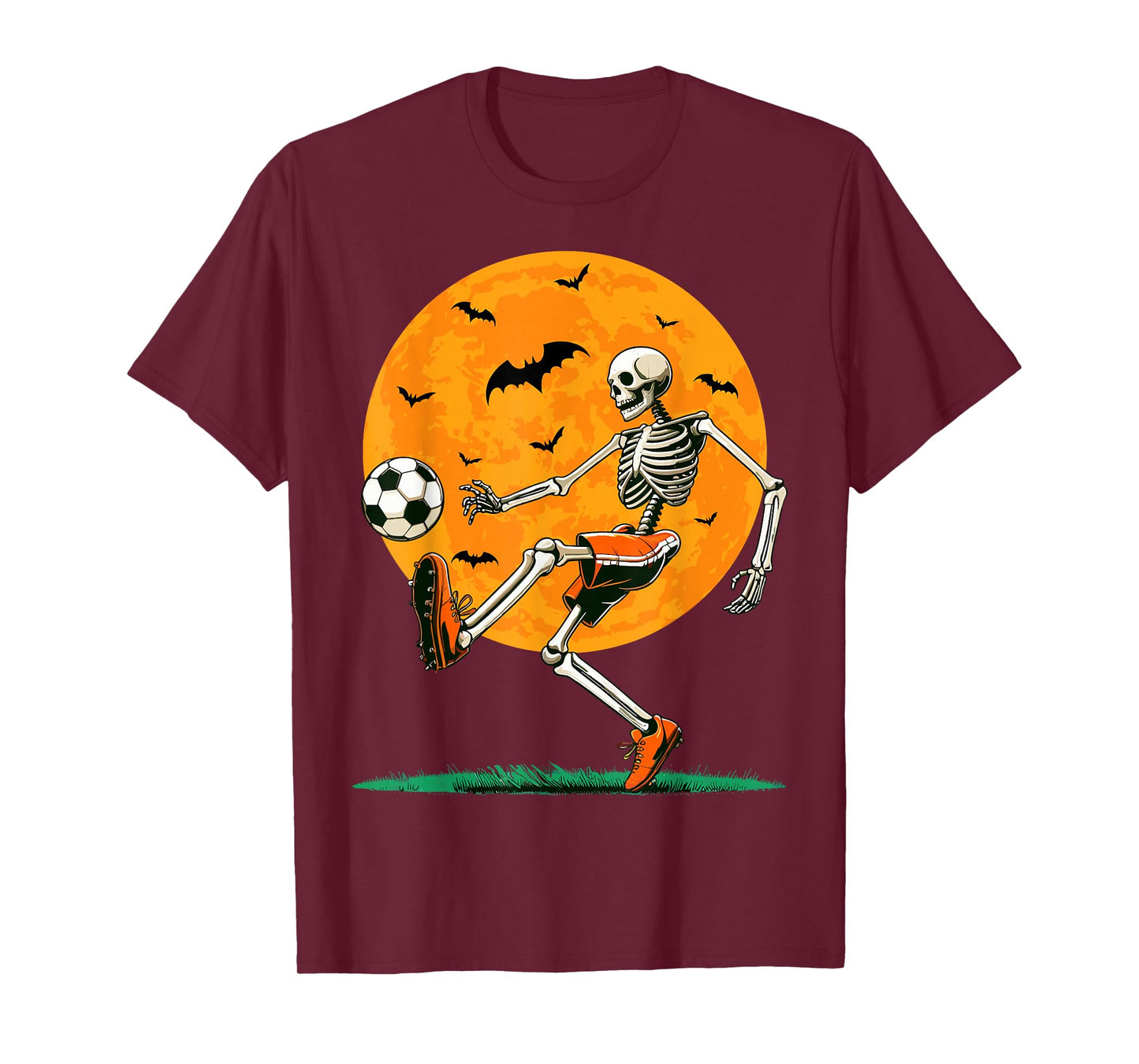 Soccer Skeleton Spooky Football Boys Halloween Soccer Player T-Shirt